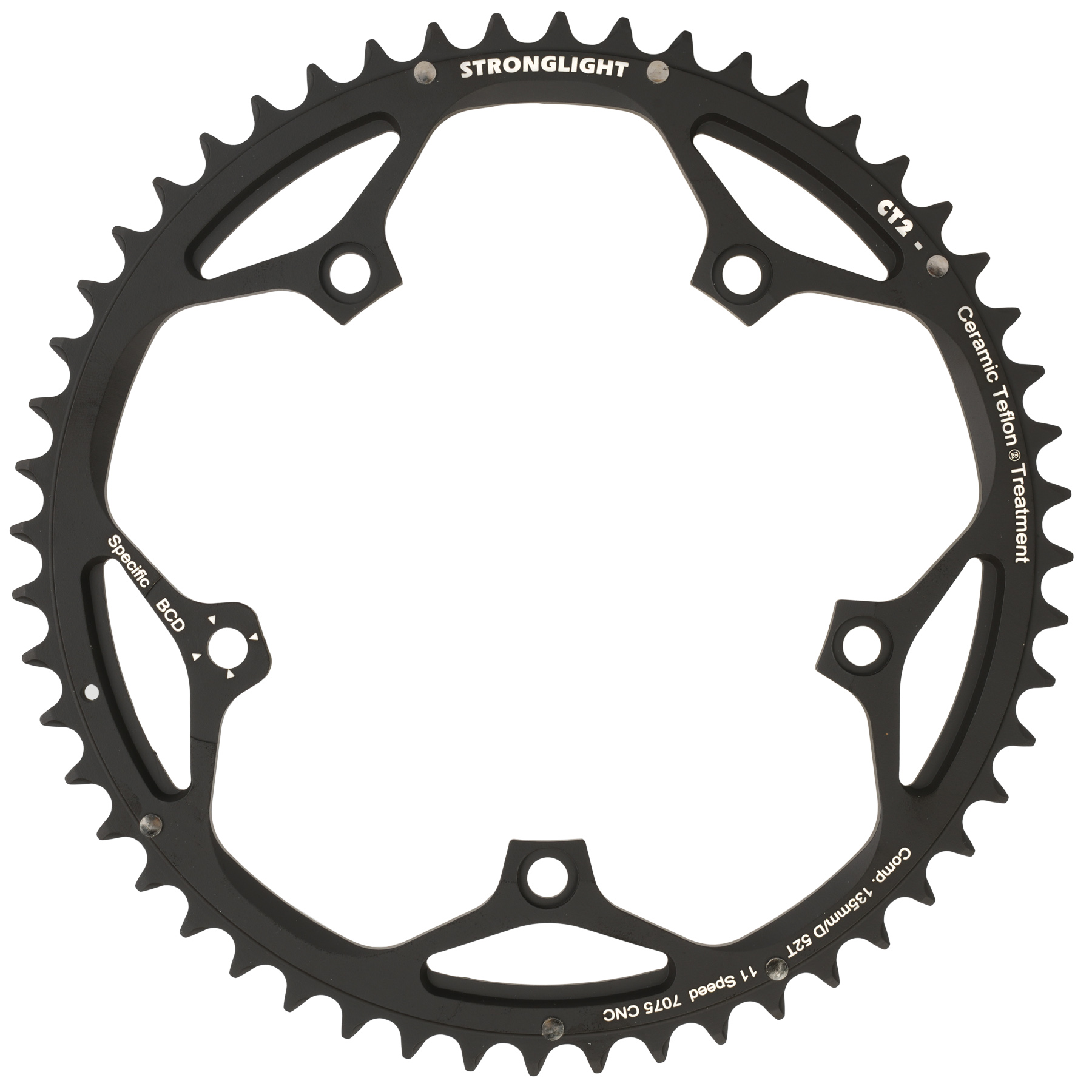 Image of Stronglight CT2 Road Chainring - 5-Arm - 135mm - Campagnolo 11-Speed - Type D - black