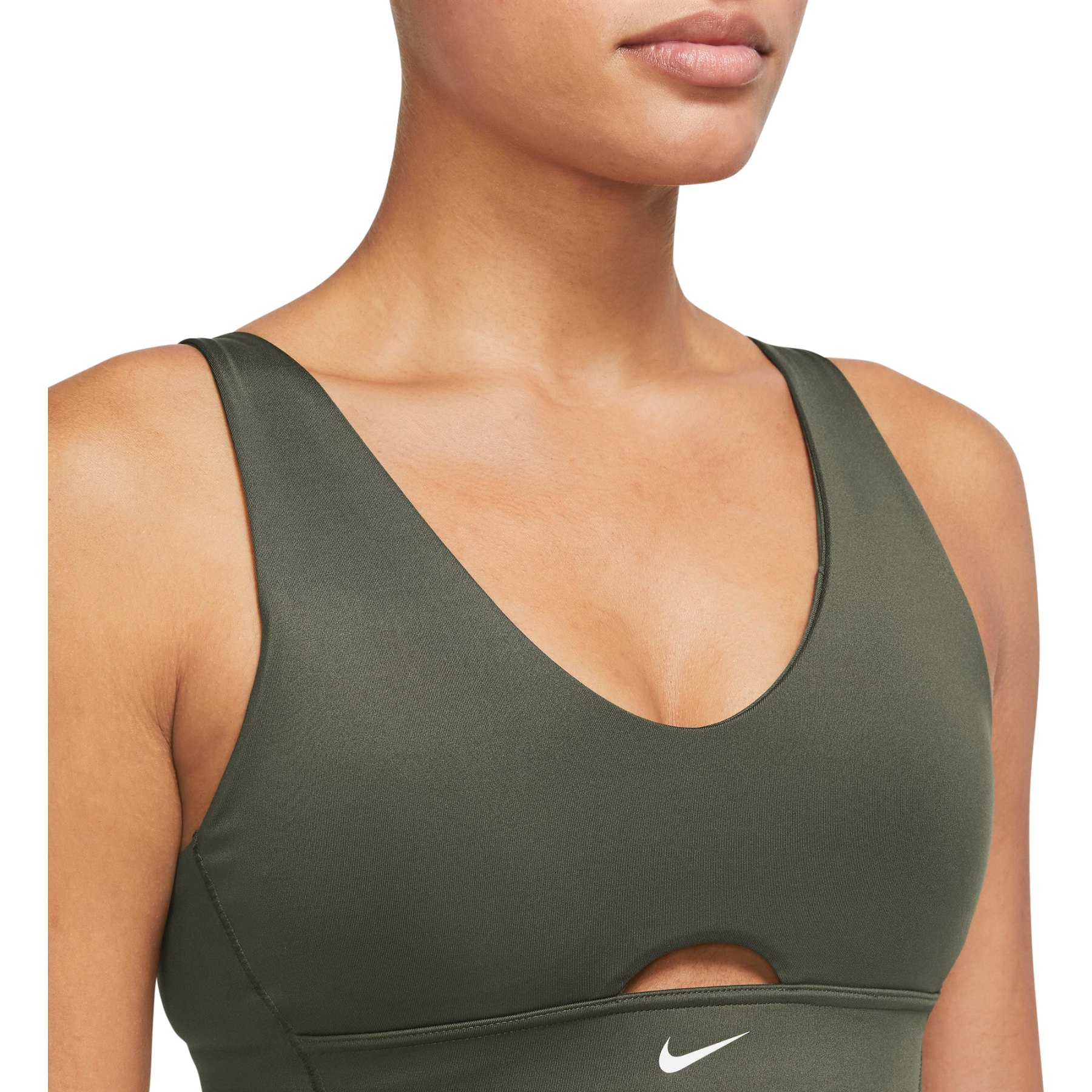 Nike Performance BRA - Medium support sports bra - cargo khaki/white/khaki  
