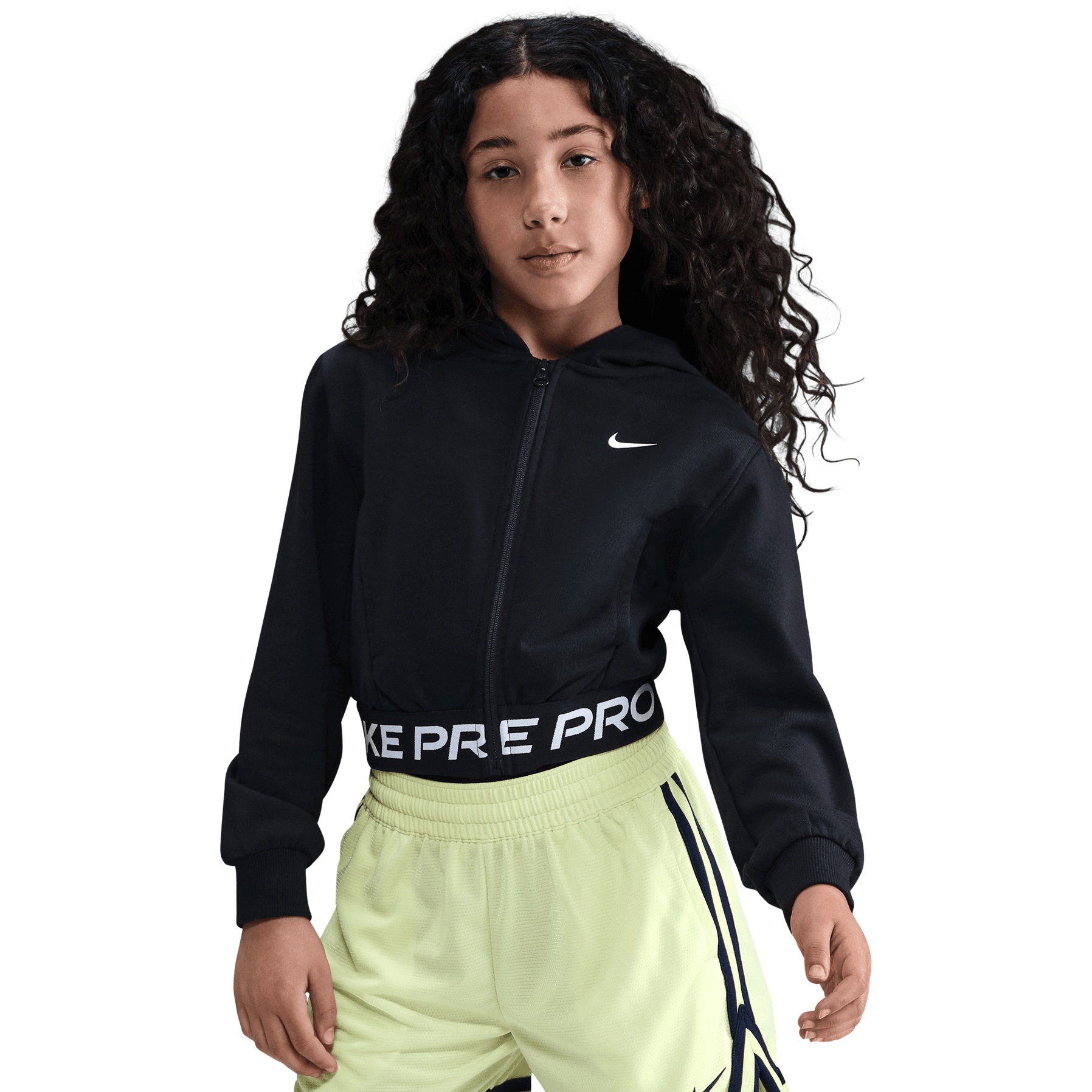 Детская толстовка с капюшоном Nike Pro Fleece Dri-FIT - черный/black/black/white HQ9312-011 черный
