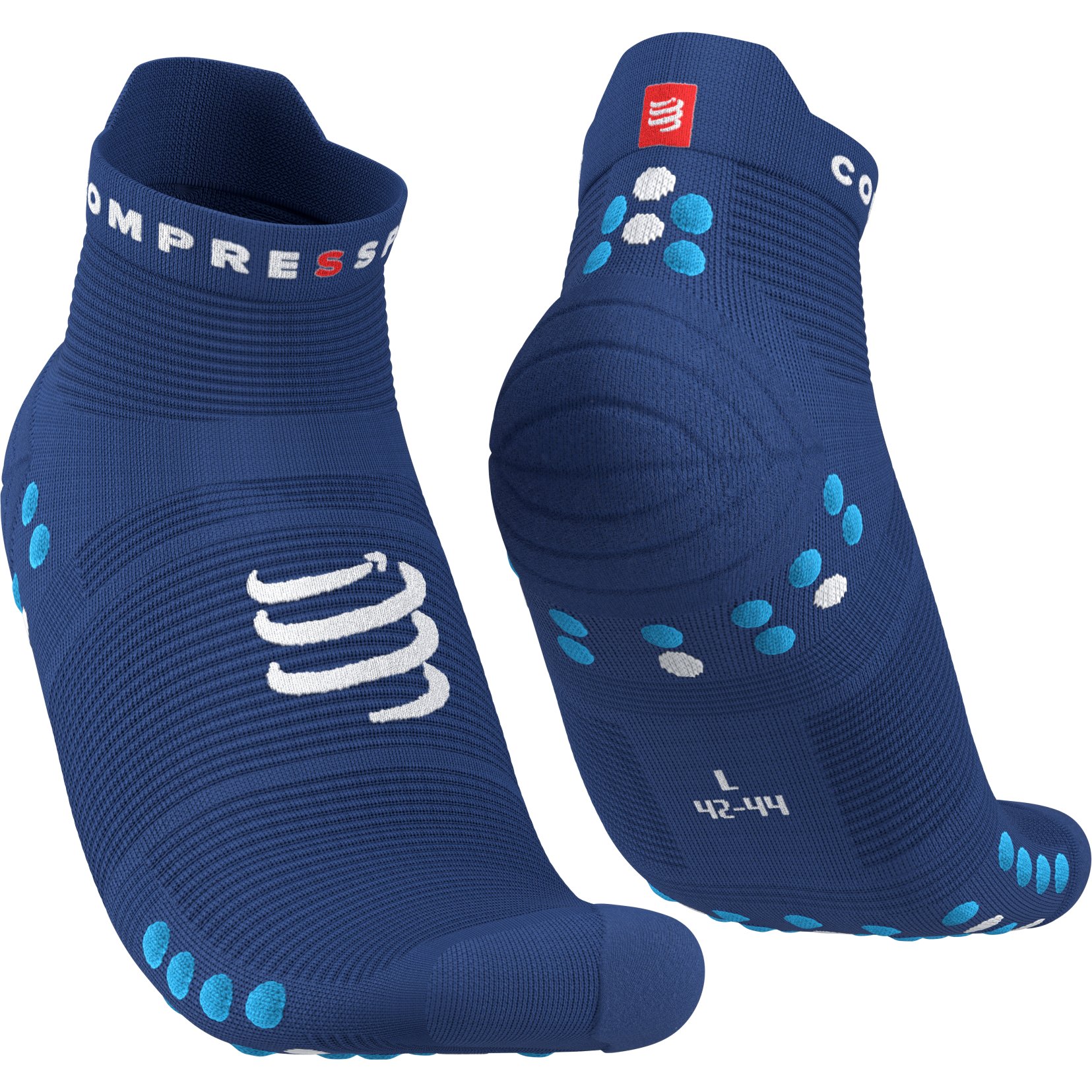 Picture of Compressport Pro Racing Compression Socks v4.0 Run Low - sodalite/fluo blue
