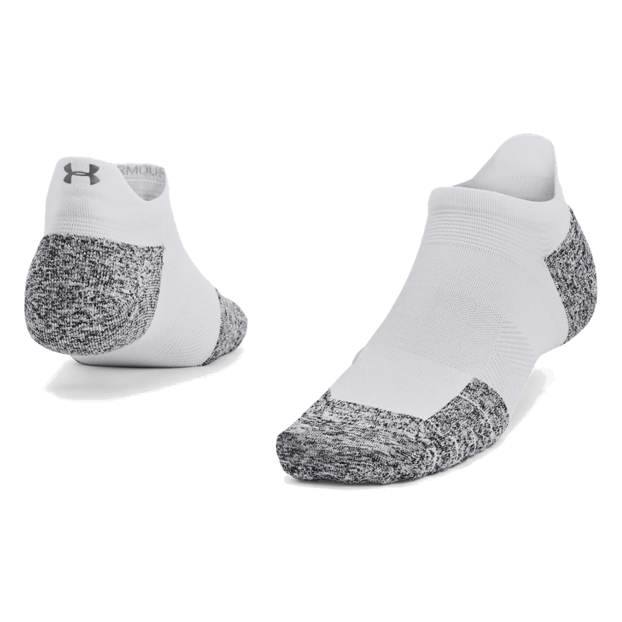 Picture of Under Armour UA ArmourDry™ Run Cushion No Show Tab Socks - White / Halo Gray