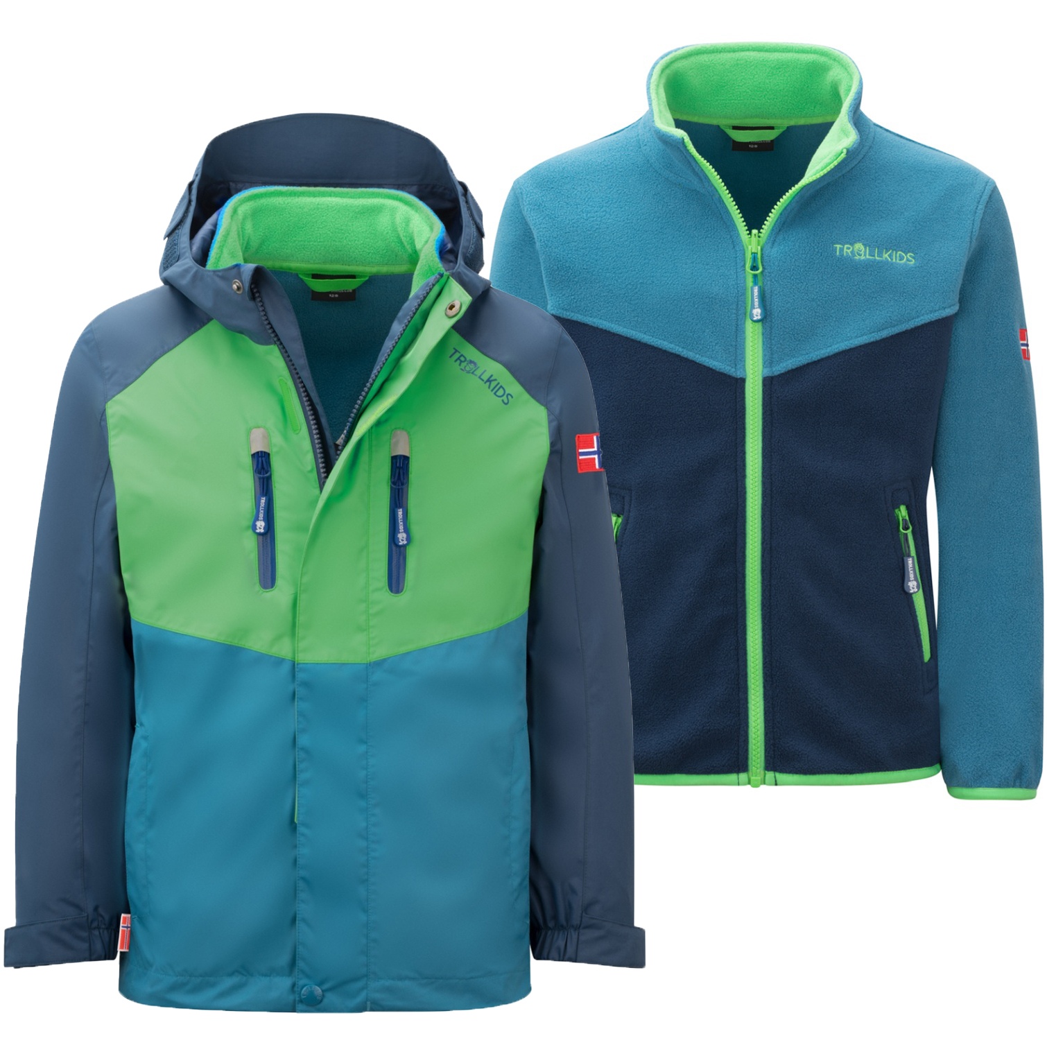 Produktbild von Trollkids Bryggen 3-in-1 Jacke Kinder - fresh green/mystic blue/dark marine