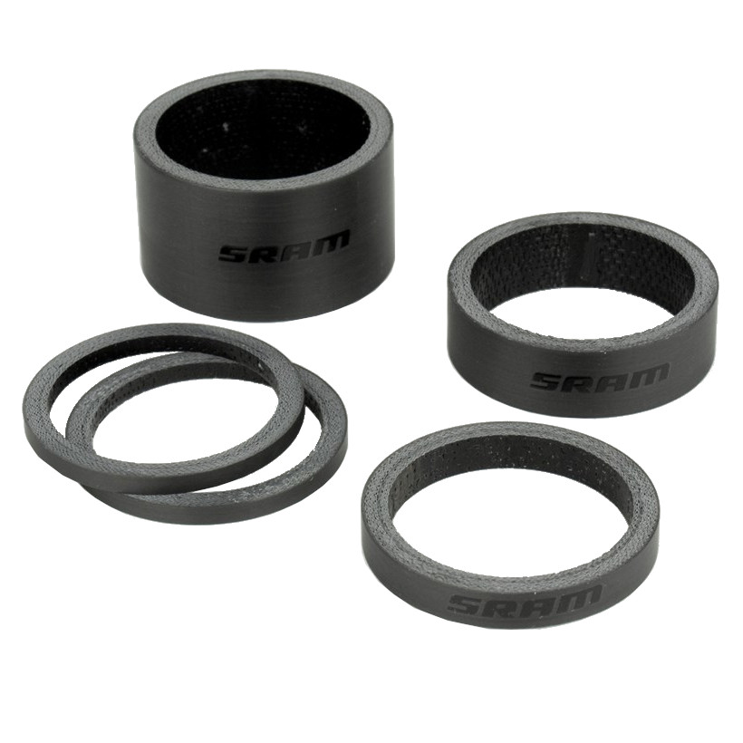 MITSTOCKS 4pc Carbon Fiber Headset Spacers – Blue – 28.6mm – 20/15/10/5mm – Threadless