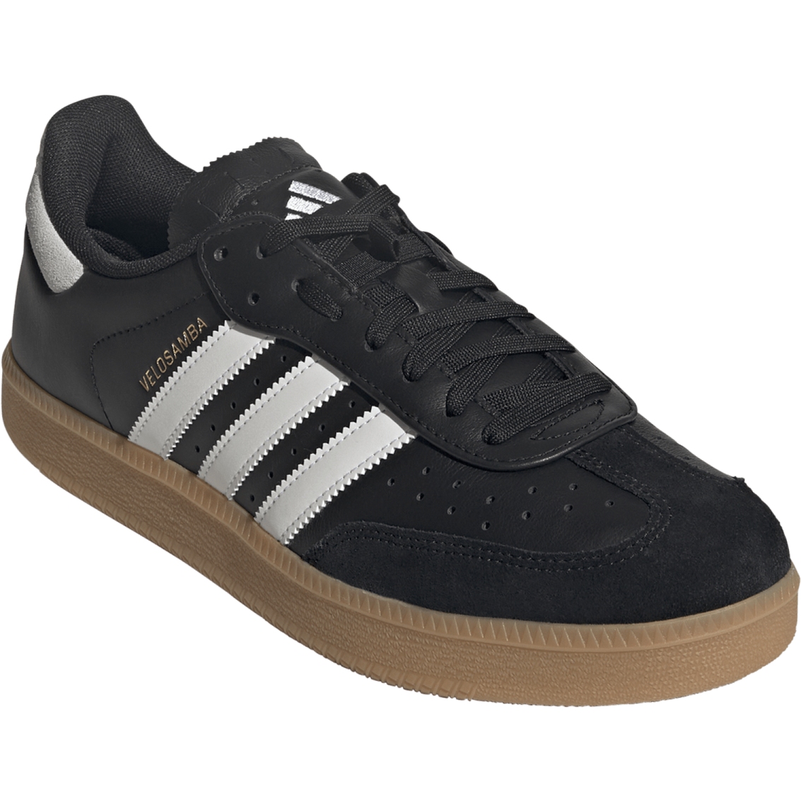 мужская кожаная велосипедная обувь adidas Velosamba - core black/cloud white/gold metal JQ9177