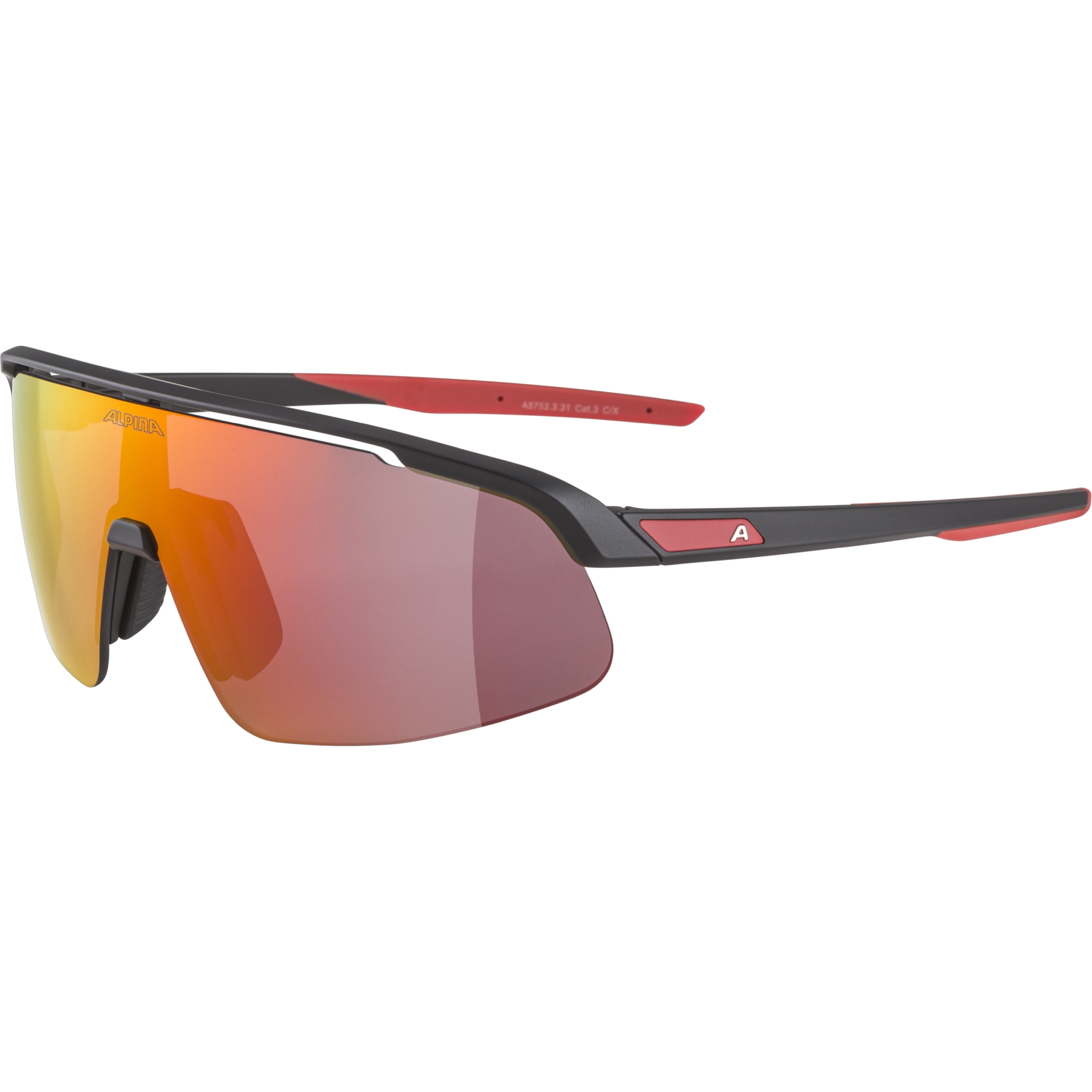 Produktbild von Alpina Turbo Pro Youth Brille - black matt/red mirror