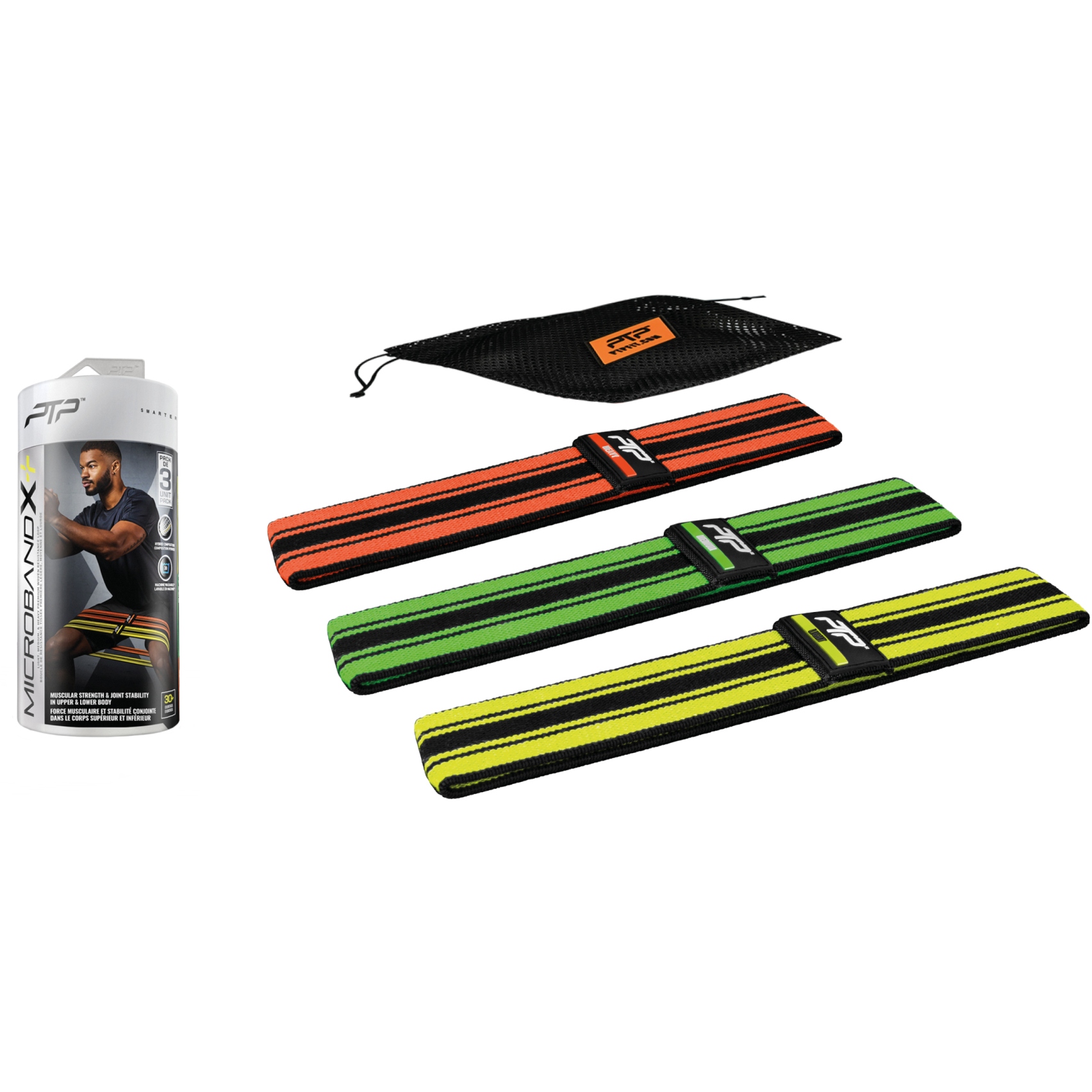 Picture of PTP Microband X Combo+ Pack of 3 Resistance Bands - orange/green/yellow