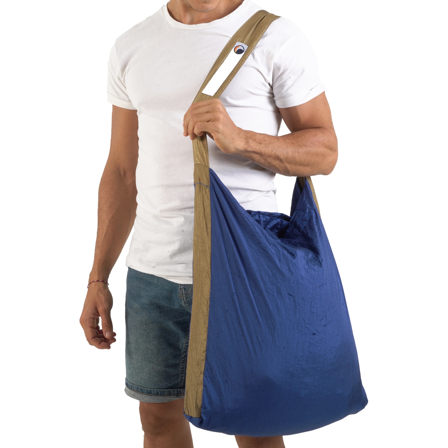 Picture of Ticket To The Moon Eco Bag - Large 30L - Royal Blue / Brown