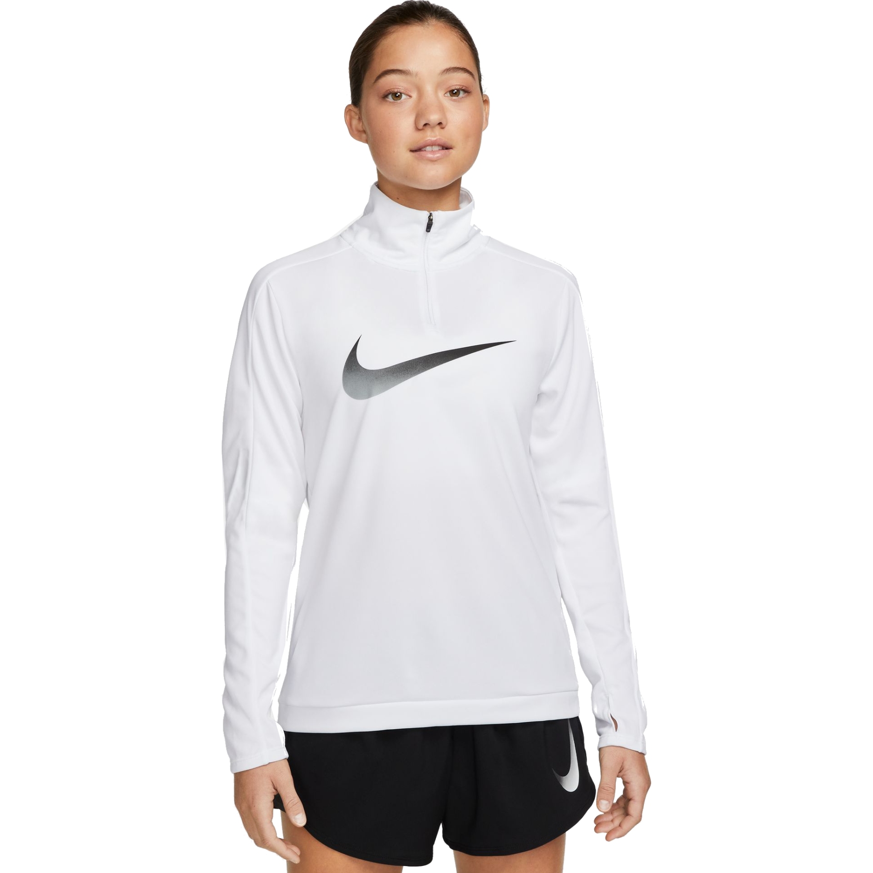 Nike Dri-FIT Swoosh Short Zip Long Sleeve Top Women - white/reflective ...