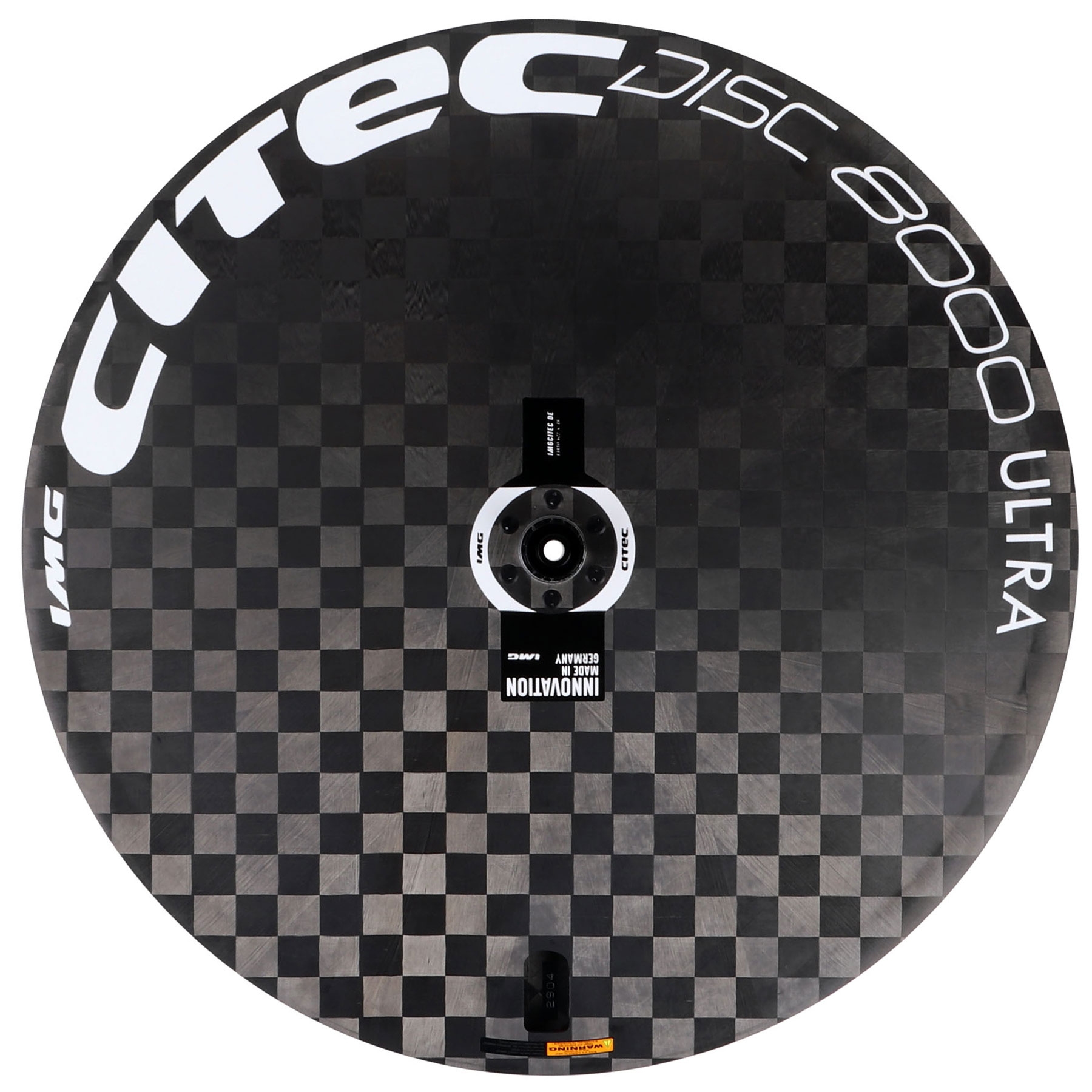 Productfoto van CITEC Disc 8000 Ultra DB Achterwiel - 28&quot; | Clincher | Center Lock - 12x142mm - Shimano HG-L - zwart/wit