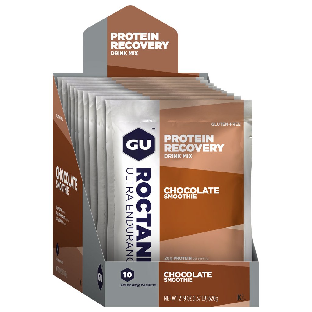 Produktbild von GU Roctane Recovery Protein Drink Mix (Chocolate Smoothie) - Getränkepulver - 10x62g