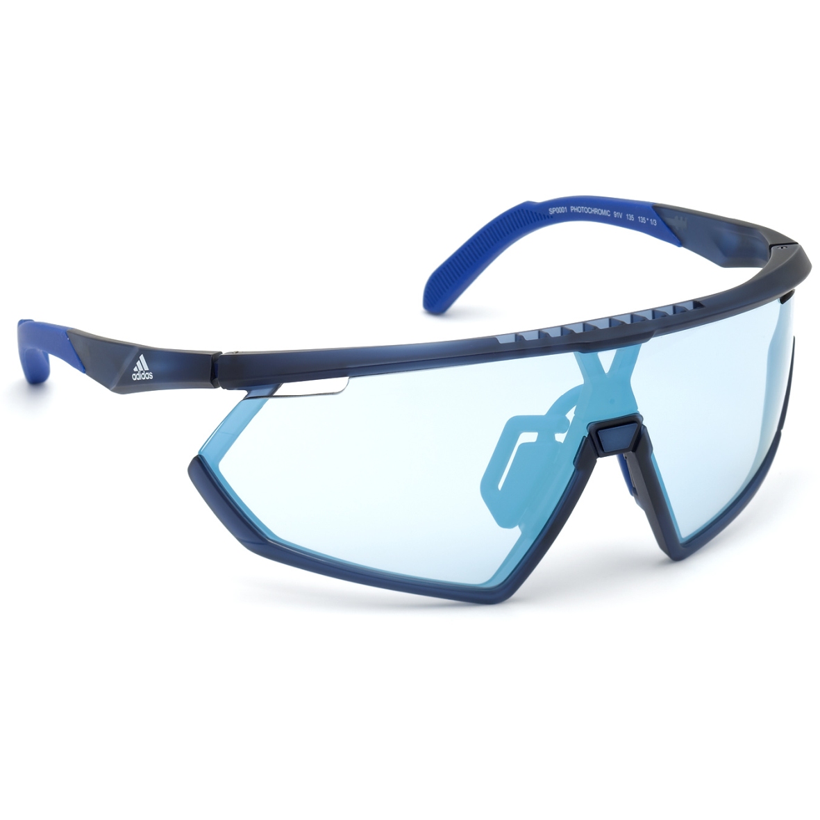 Image of adidas Sp0001 Injected Sport Sunglasses - Frosted Dark Blue / Vario Azure Mirror Blue