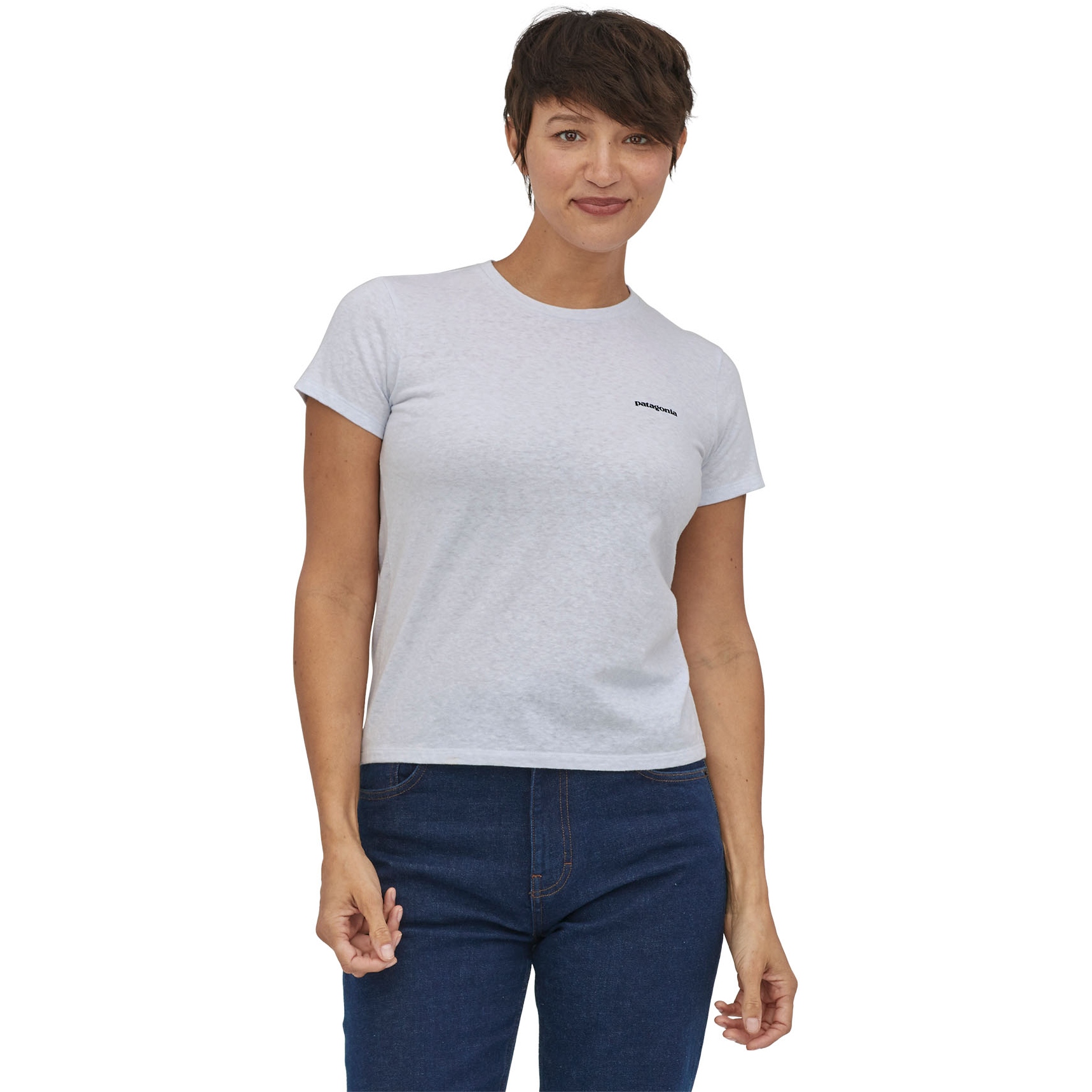 Photo produit de Patagonia T-Shirt Femme - P-6 Logo Responsibili-Tee - blanc