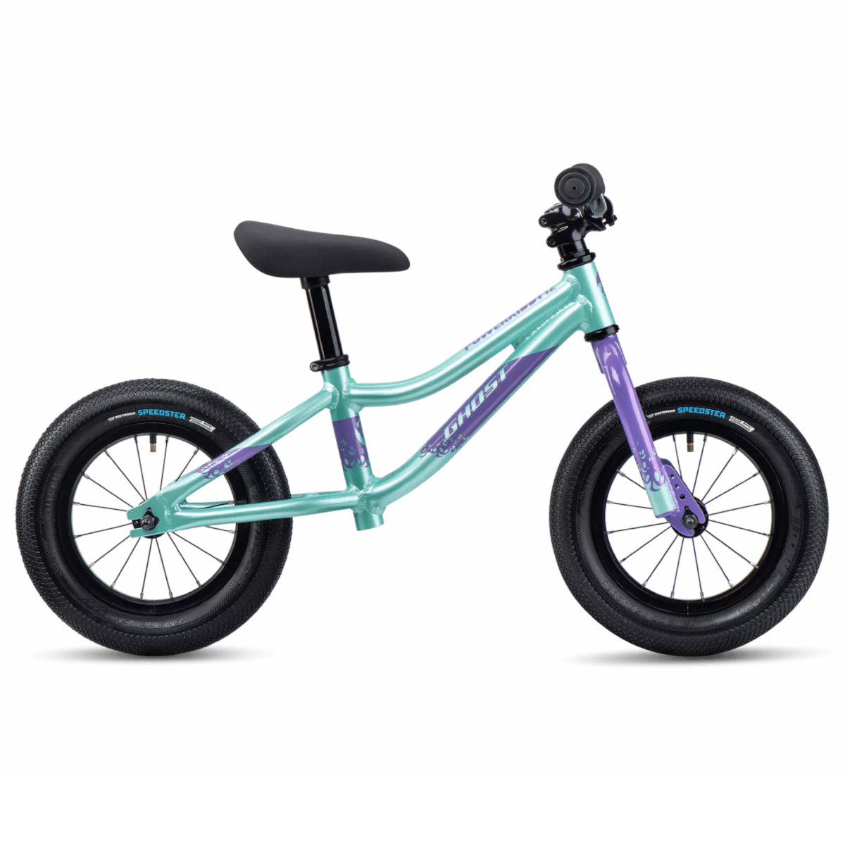 Photo produit de Ghost Powerkiddy - 12&quot; Children&#039;s Running Bike - 2023 - mint / metallic glossy purple