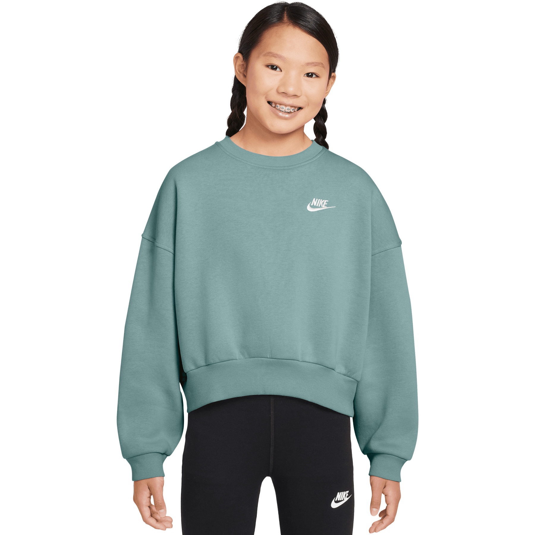 nike club crew sweatshirt aqua