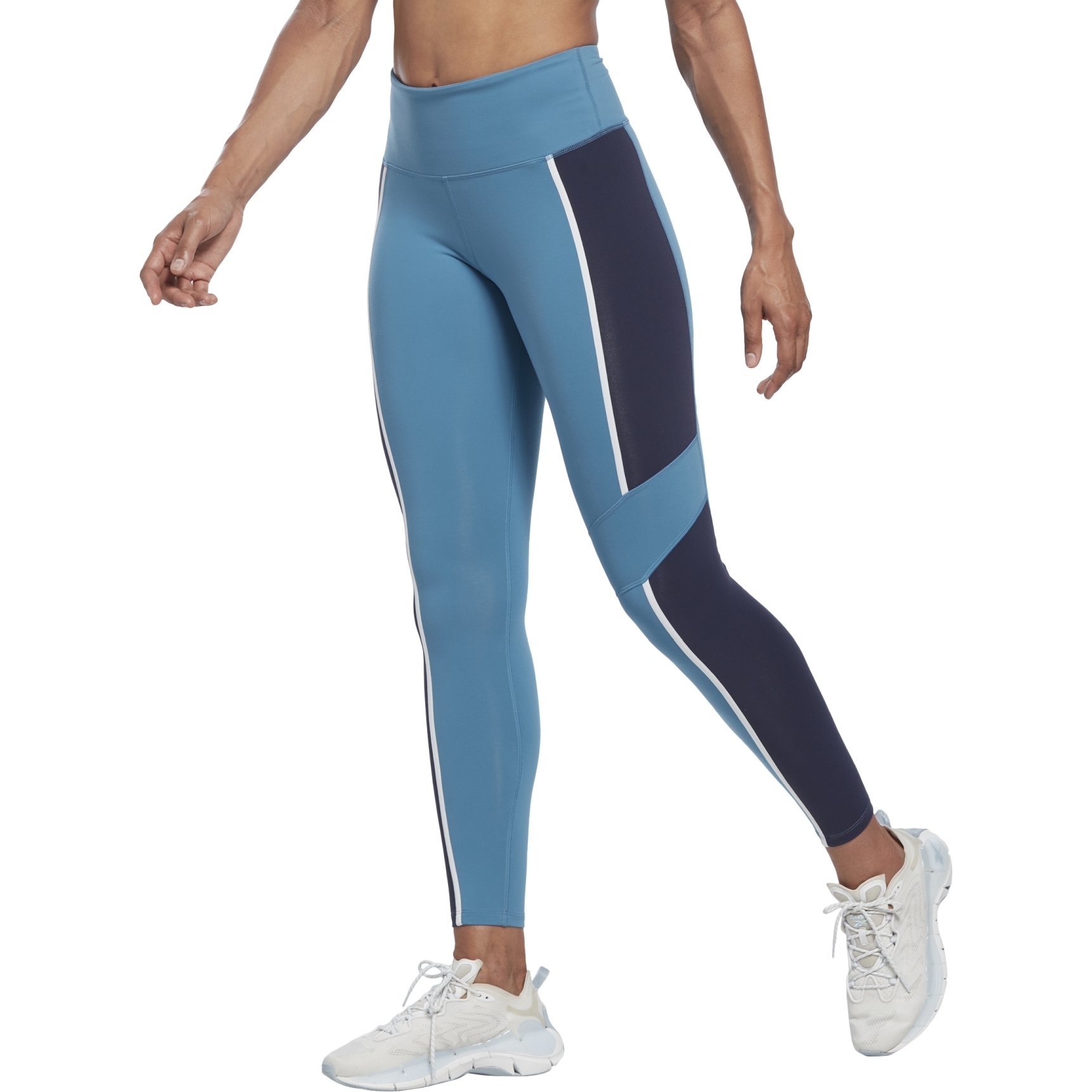 Image of Reebok Lux High Rise Colorblock Tights Women - steely blue