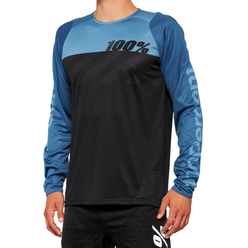 Productfoto van 100% R-Core Fietsshirt met Lange Mouwen Heren - black/slate blue