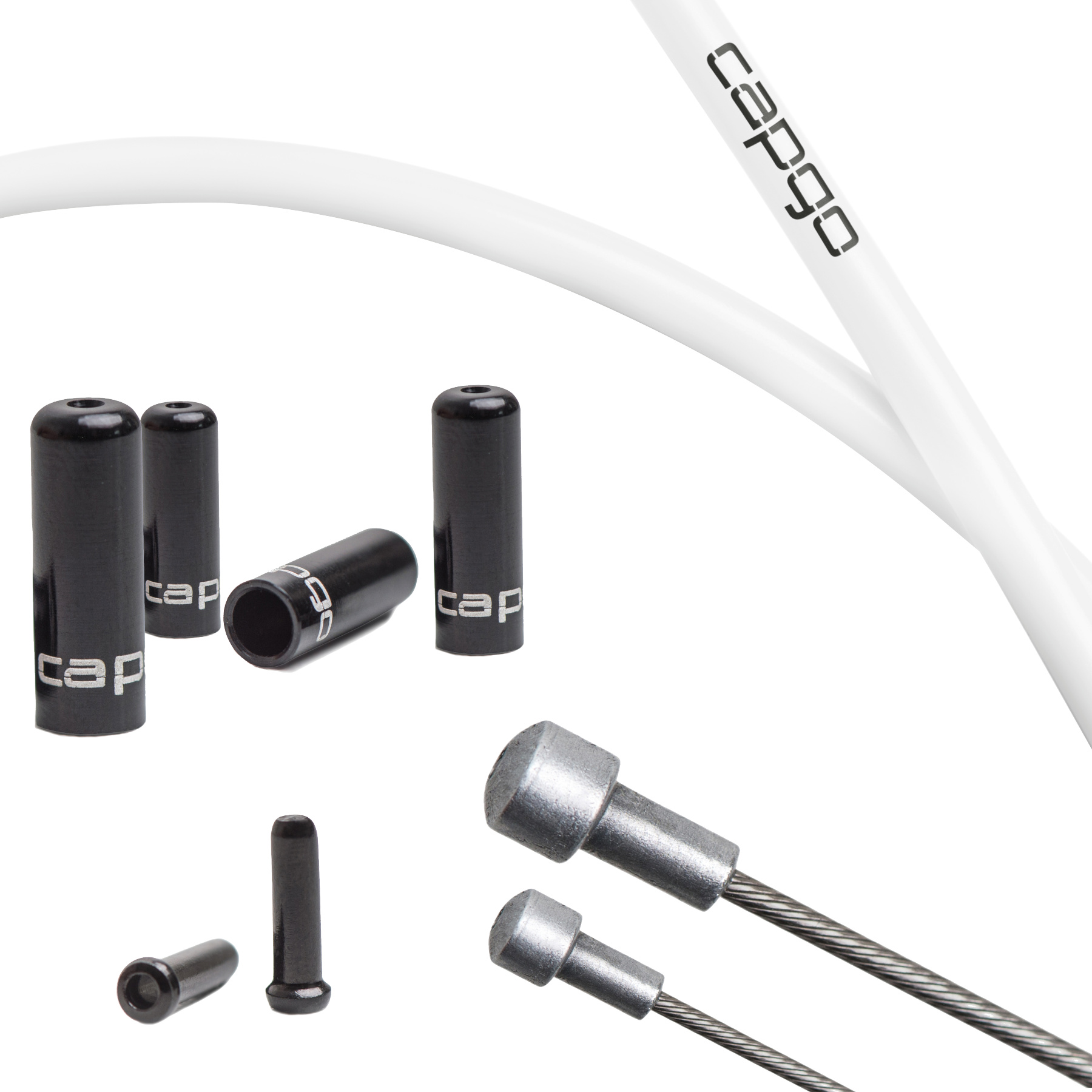 Image of capgo Blue Line Brake Cable Set - Stainless Steel - PTFE - Campagnolo - white