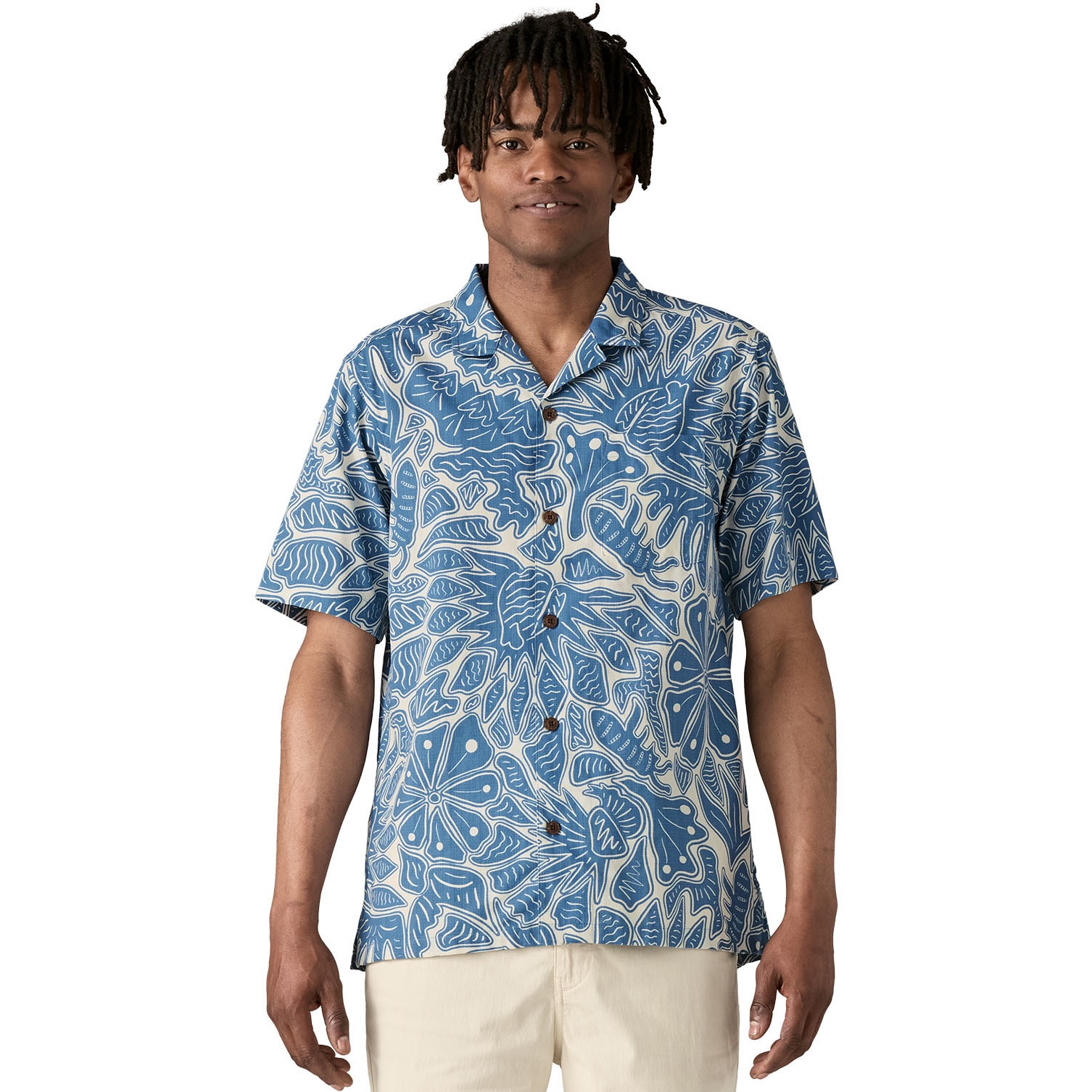 Photo produit de Patagonia Chemise Homme - Tidal Threads Camp - Bees and Flowers: Still Blue