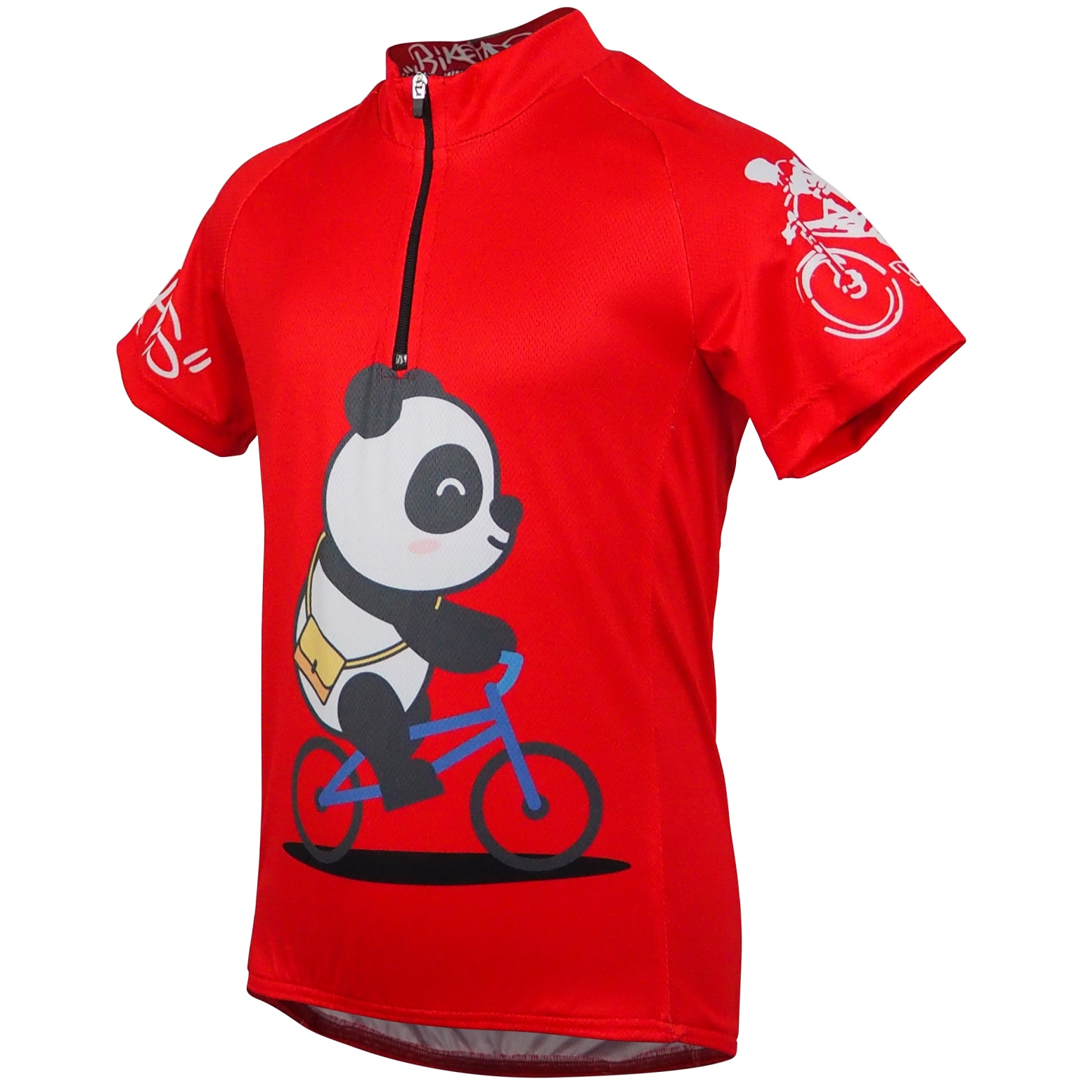 Picture of Biketags Cycling Jersey Kids - Panda Red