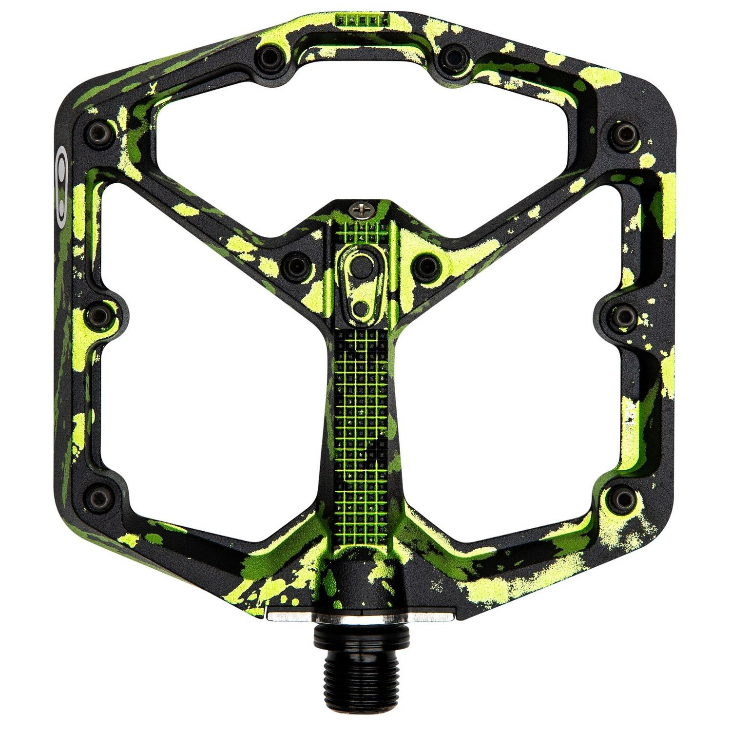Picture of Crankbrothers Stamp 7 Large Flat Pedals - Splatter Limited Edition - black/lime green
