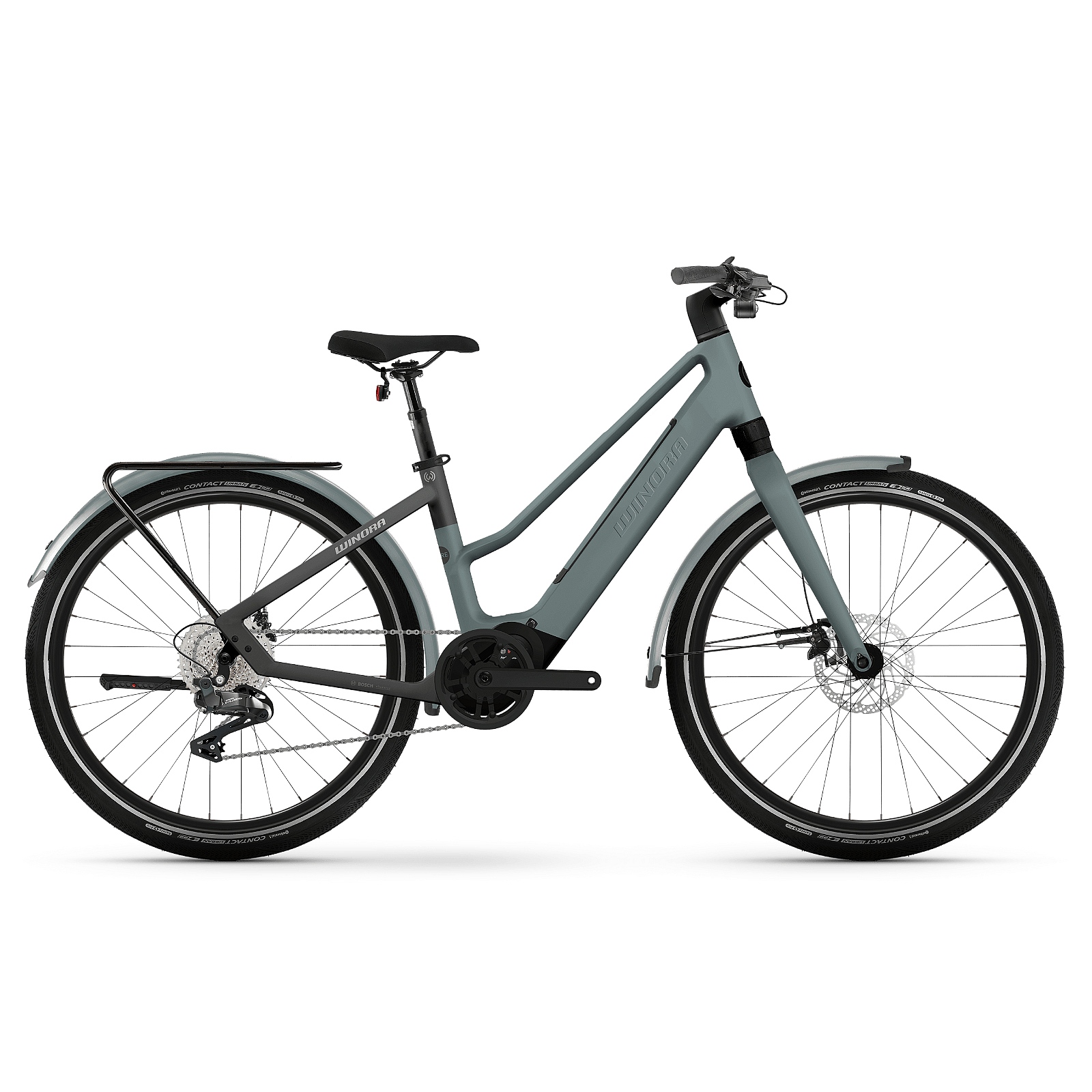 Picture of Winora iRide Pure X10 MID i400Wh - 27.5&quot; Women Electric City-Bike - 2024 - Mid nile blue matt / black matt