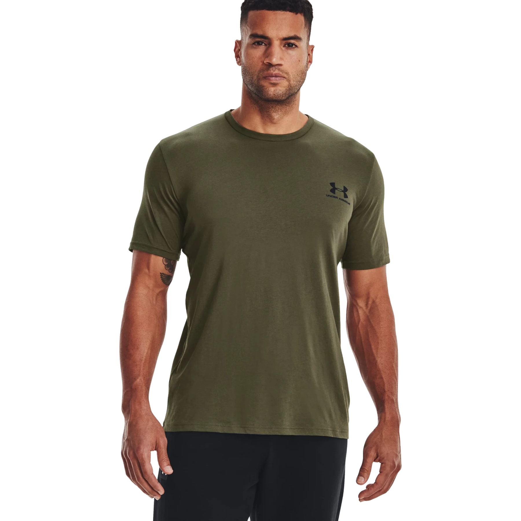 Productfoto van Under Armour UA Sportstyle Left Chest T-Shirt Heren - Marine OD Green/Black/Black