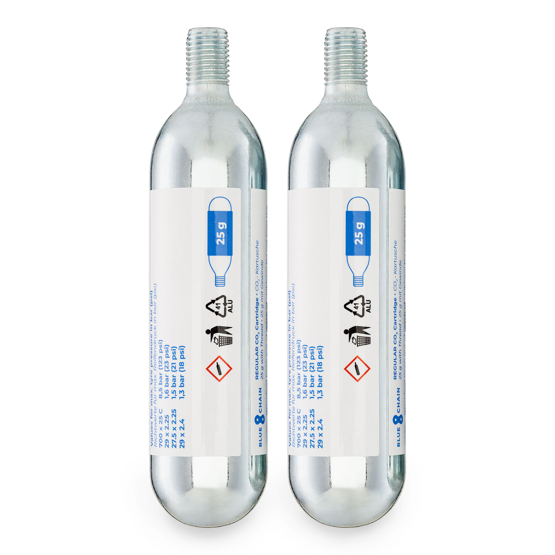 Productfoto van BLUECHAIN CO2 Vervangingspatronen met Schroefdraad - 2x 25g