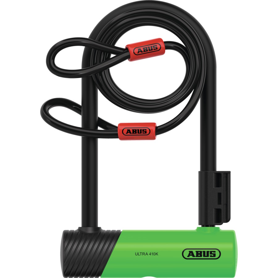 Produktbild von ABUS Ultra Mini 410K/150HB180 Bügelschloss 180x106 mm + Halterung SH34 + Schlaufenkabel 10/120 - grün
