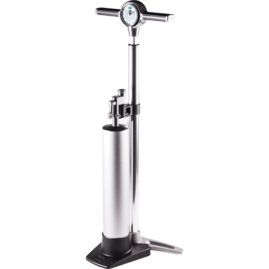 Image of Crankbrothers Klic Floor Pump with analog Manometer & Tubeless Tank - silver
