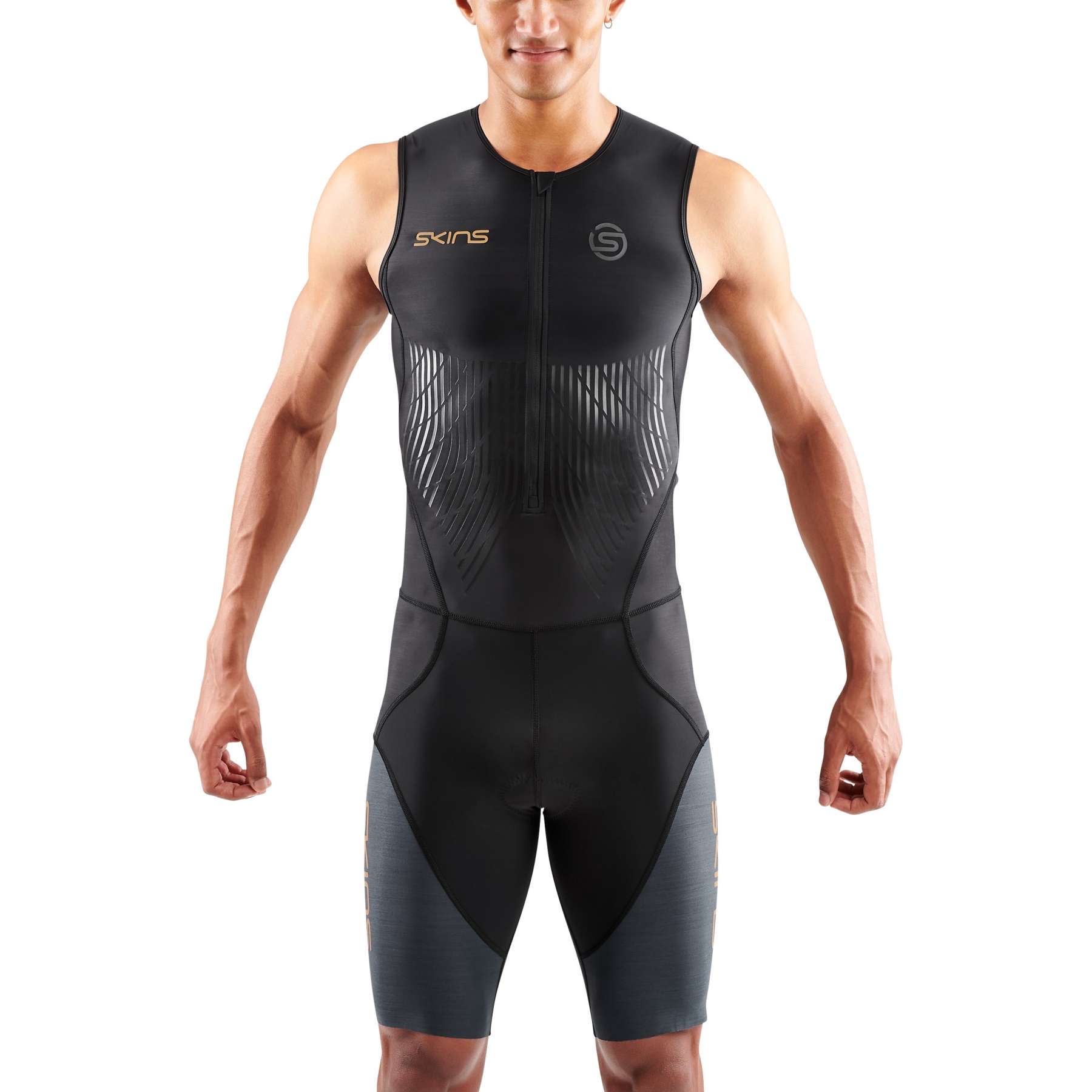 Productfoto van SKINS TRI Elite Skinsuit zonder Mouwen Heren - Black/Carbon