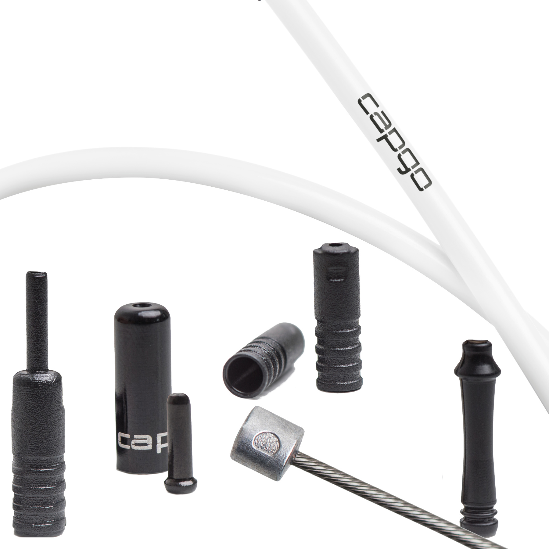 Picture of capgo Blue Line Shift Cable Set - 1-speed - Stainless Steel - PTFE - Shimano/SRAM Road/ATB - white