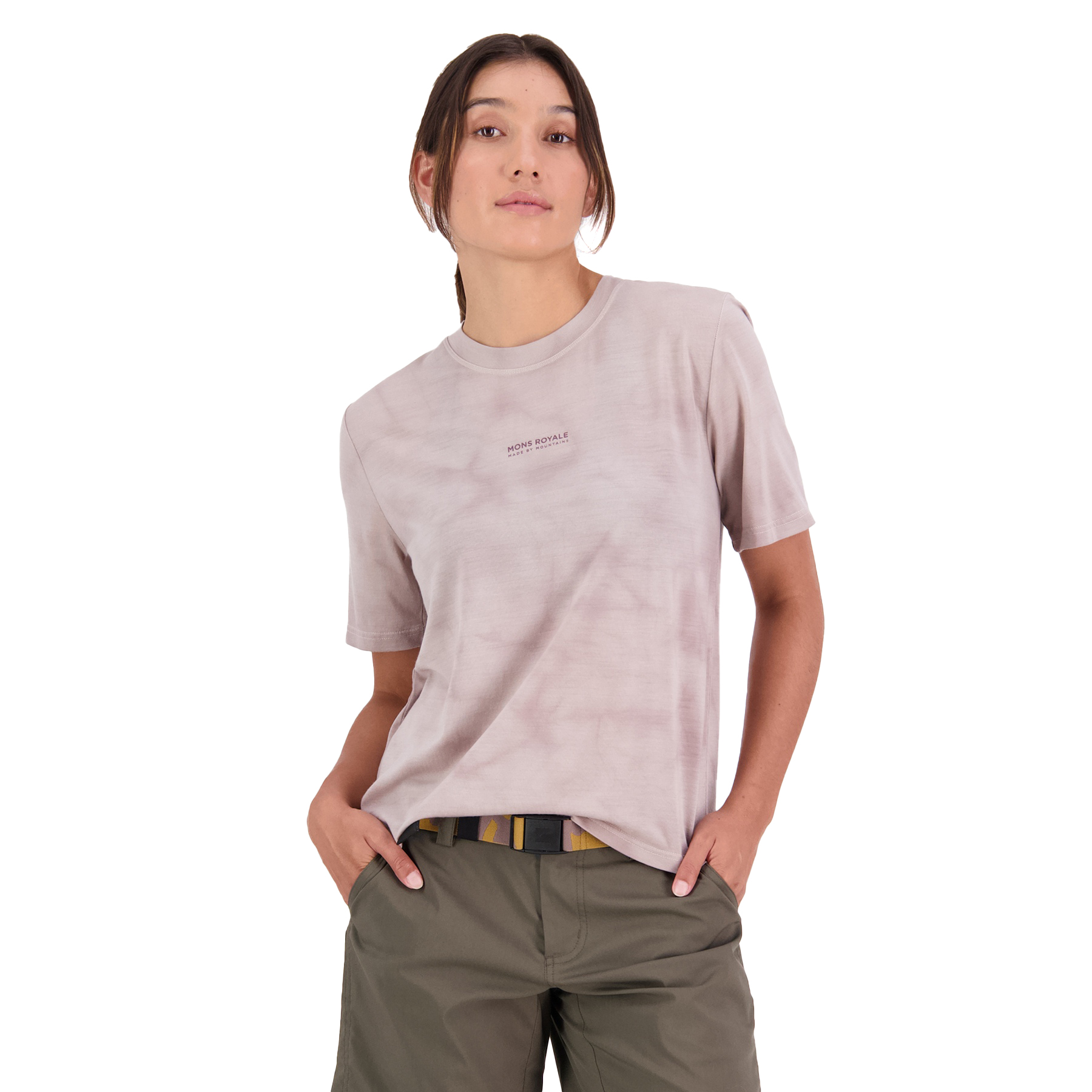 Productfoto van Mons Royale Icon Merino Air-Con Relaxed T-Shirt Dames - cloud tie dye