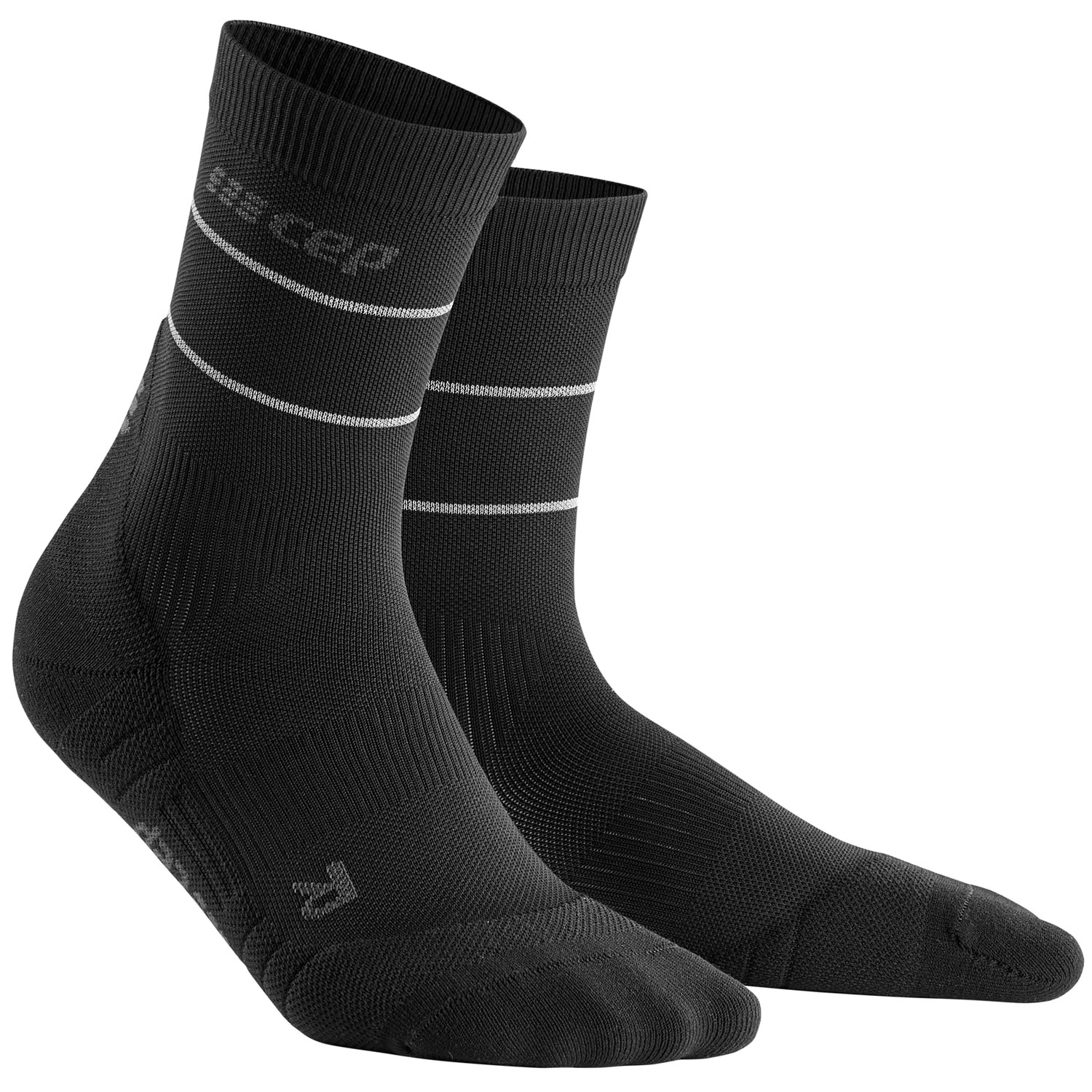 Image of CEP Reflective Mid Cut Compression Socks Women - black
