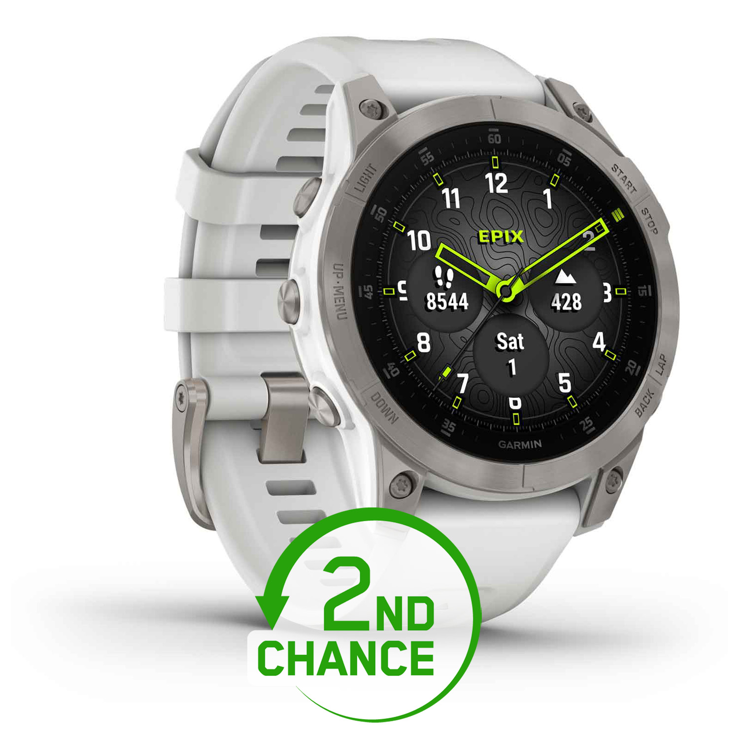 Productfoto van Garmin Epix Sapphire (GEN2) GPS Smartwatch - wit - Titanium - B-Keus