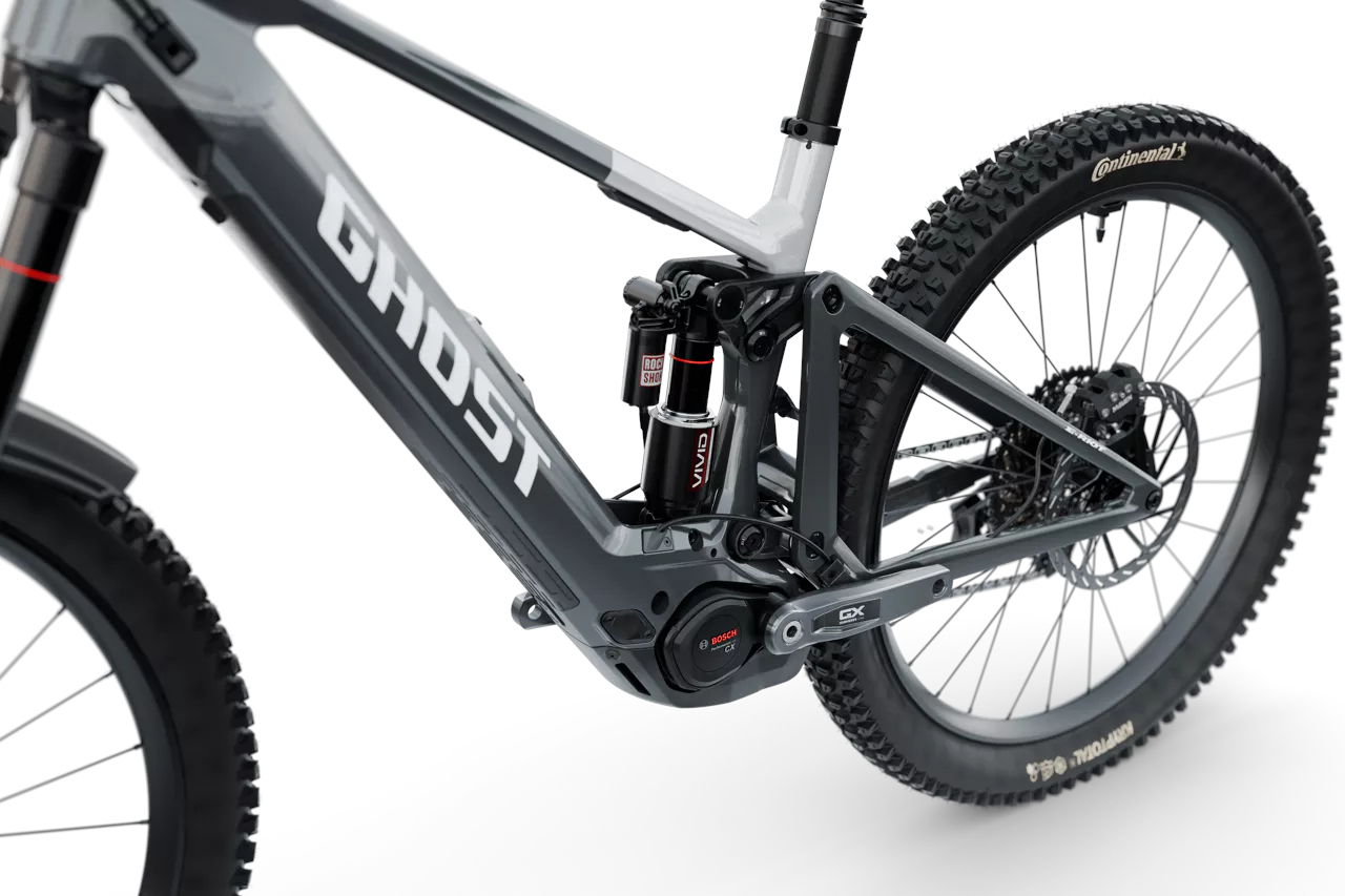 Ghost E-RIOT CF FULL PARTY - GX AXS - Mullet Carbon E-MTB - 2026 - ud  carbon-mist blue / pure elegance glossy | BIKE24