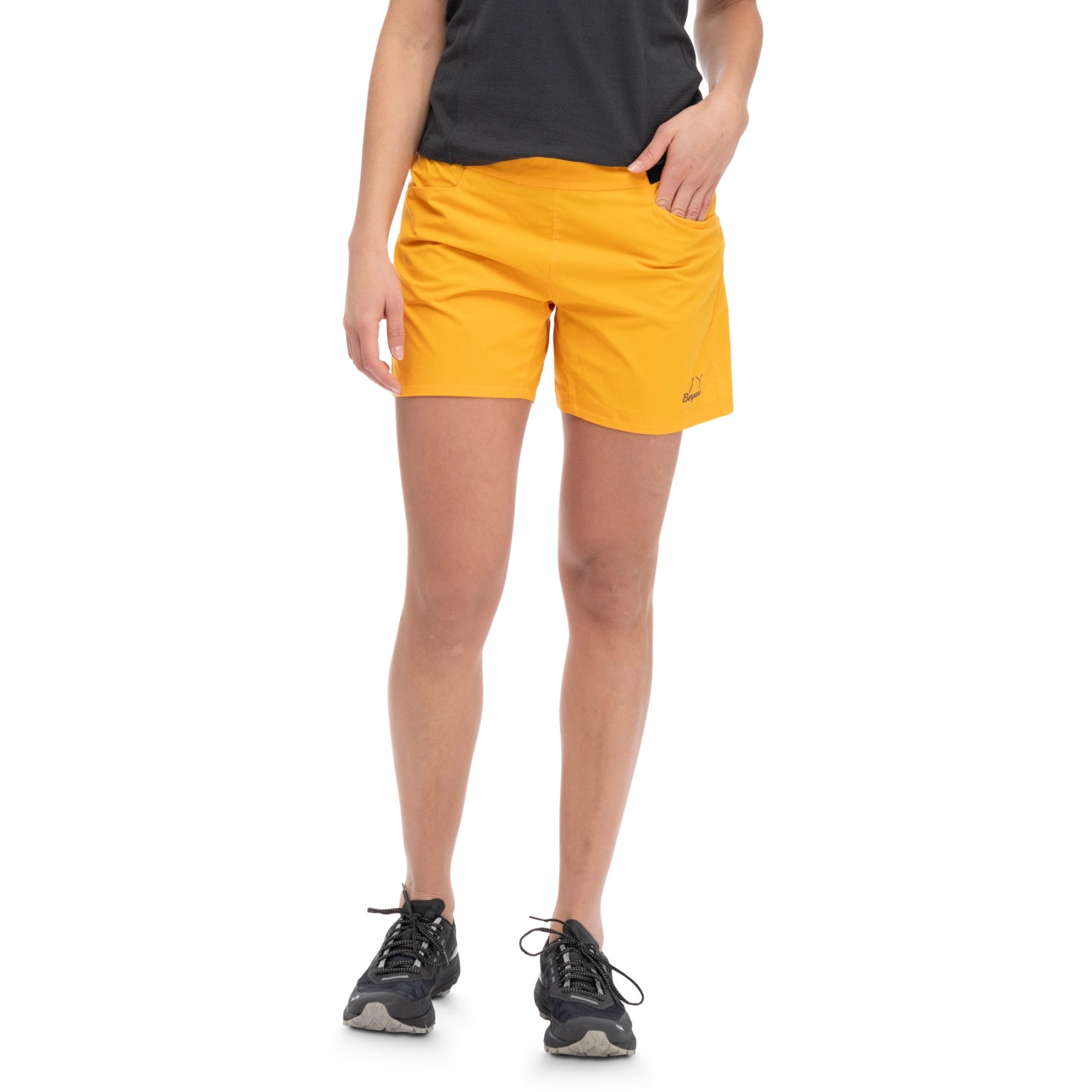 Picture of Bergans Y LightLine Vapor 2 Shorts Women - mango yellow/dark shadow grey