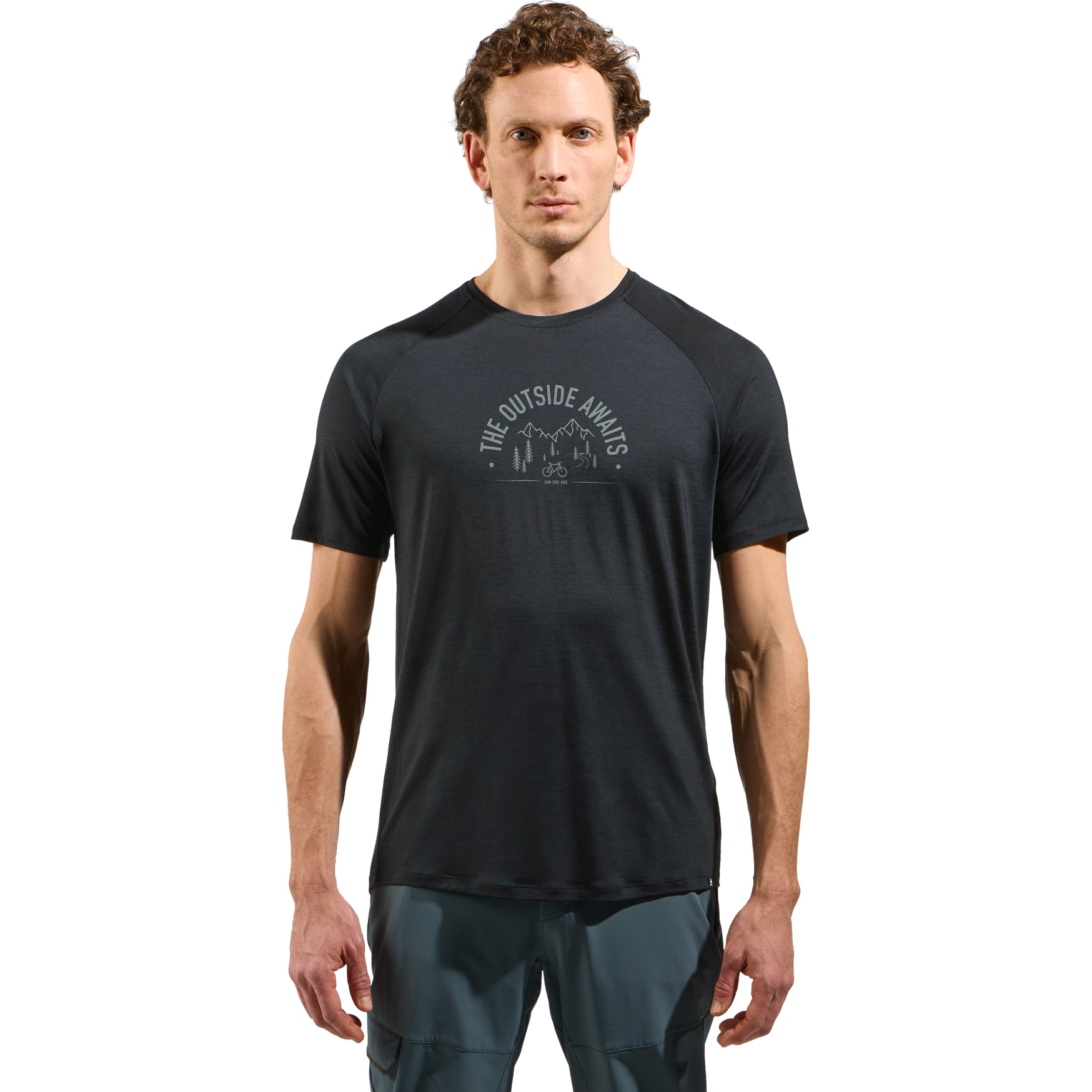 Photo produit de Odlo T-Shirt Homme -  Ride 365 Performance Wool 130 Print - black melange