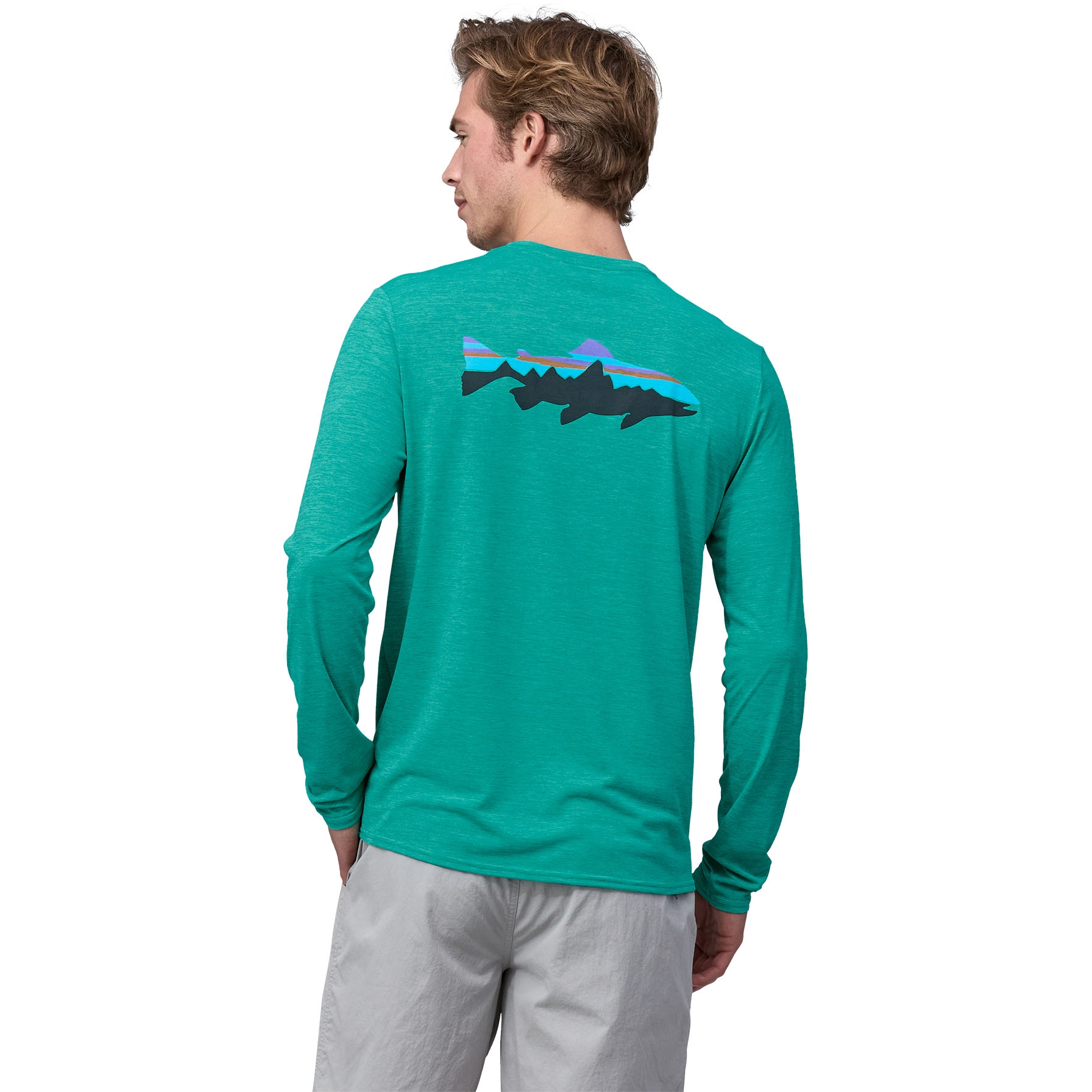 Patagonia Capilene Cool Daily Graphic Longsleeve Shirt Men - Waters - Fitz  Roy Trout: Subtidal Blue X-Dye