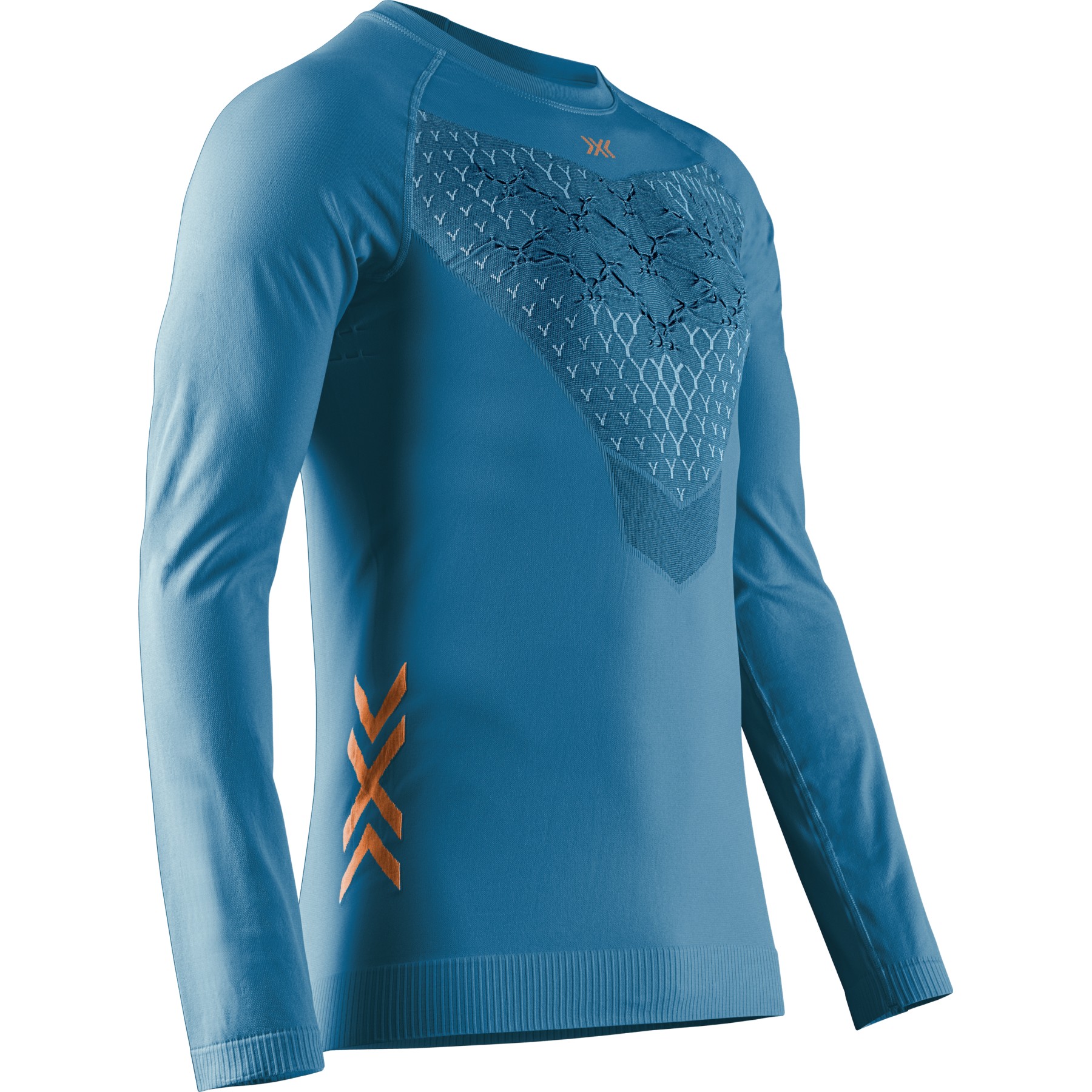 Produktbild von X-Bionic Twyce Langarm-Laufshirt Herren - mineral blue/orange
