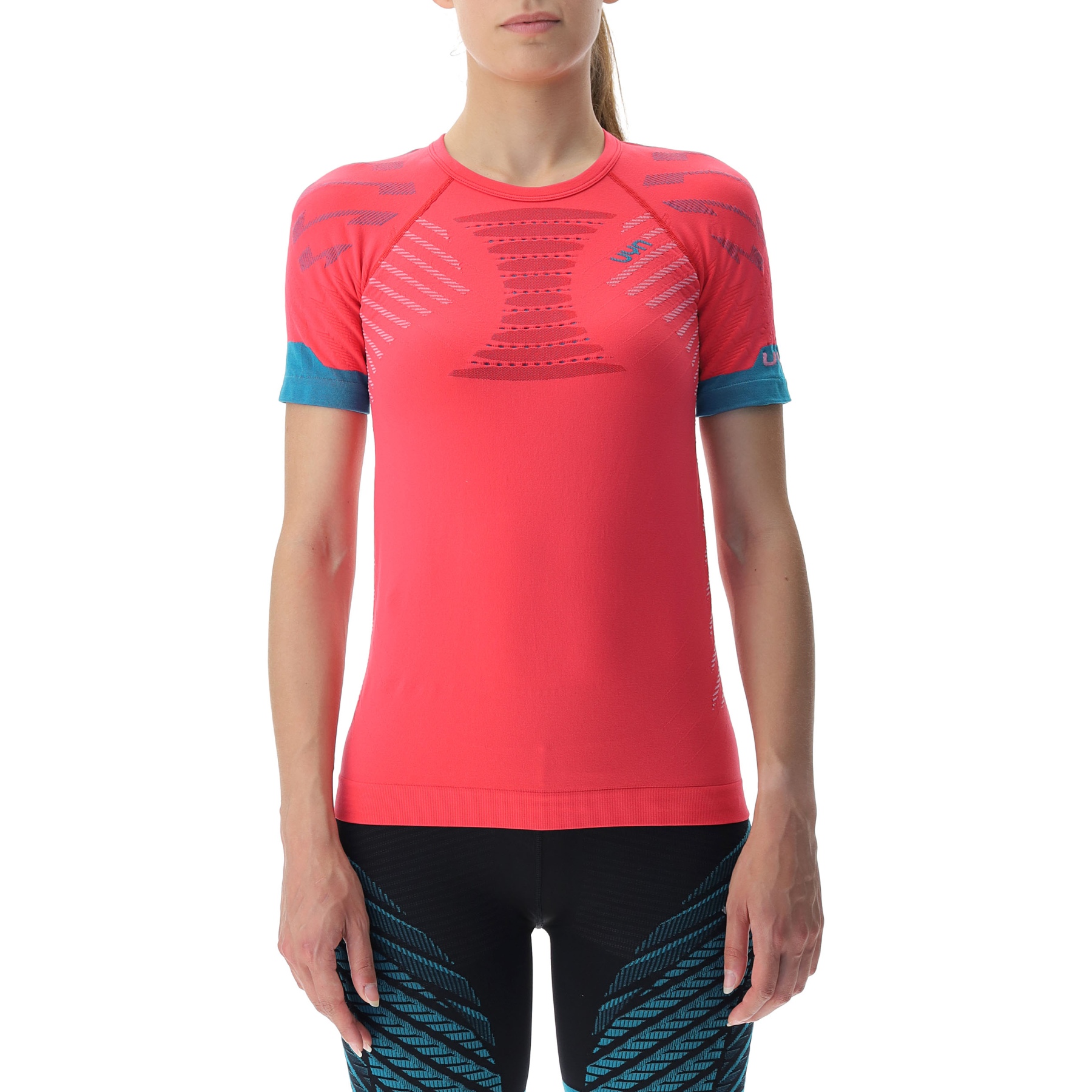 Picture of UYN Running Ultra1 Short Sleeve Shirt Women - Rose Red/Lillac/Peacock