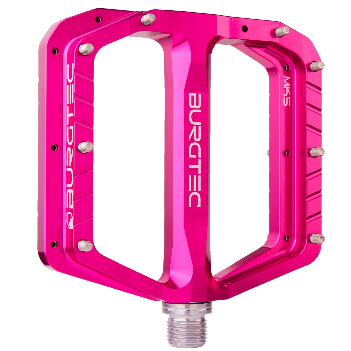 Productfoto van Burgtec Penthouse MK5 Flat Pedal - Steel Axle - Toxic Barbie pink