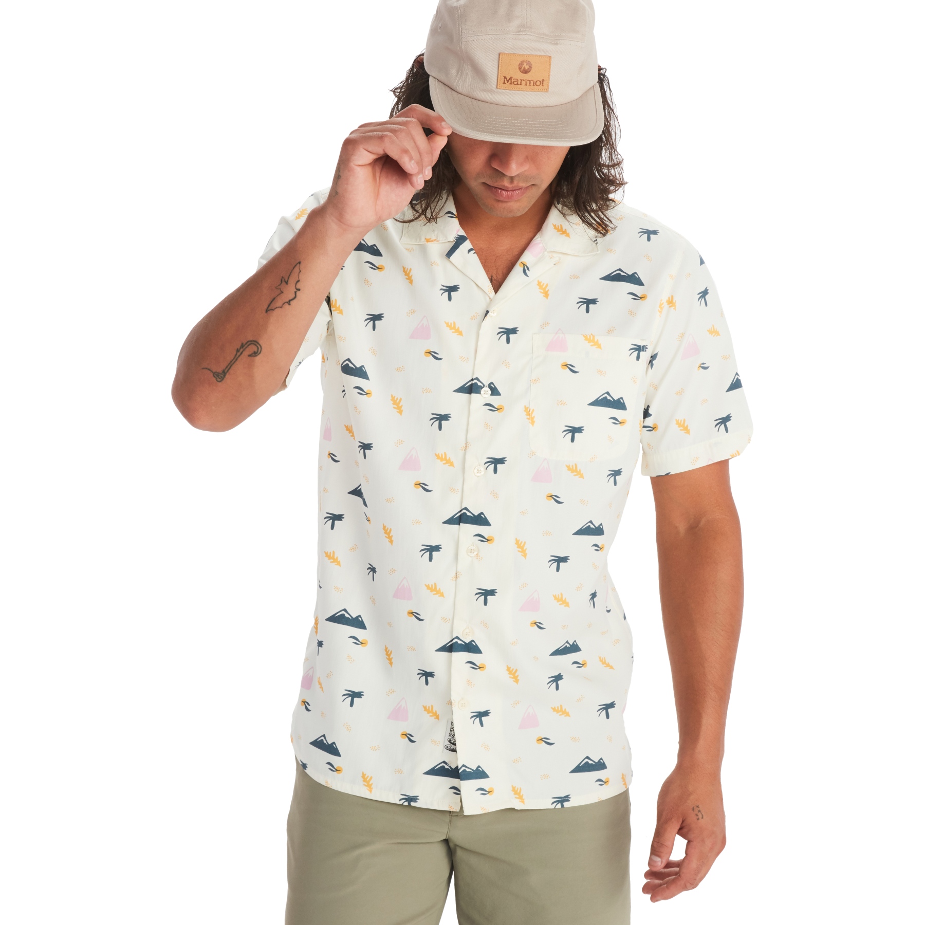 Picture of Marmot Muir Camp Novelty Short Sleeve Shirt - papyrus pop nature
