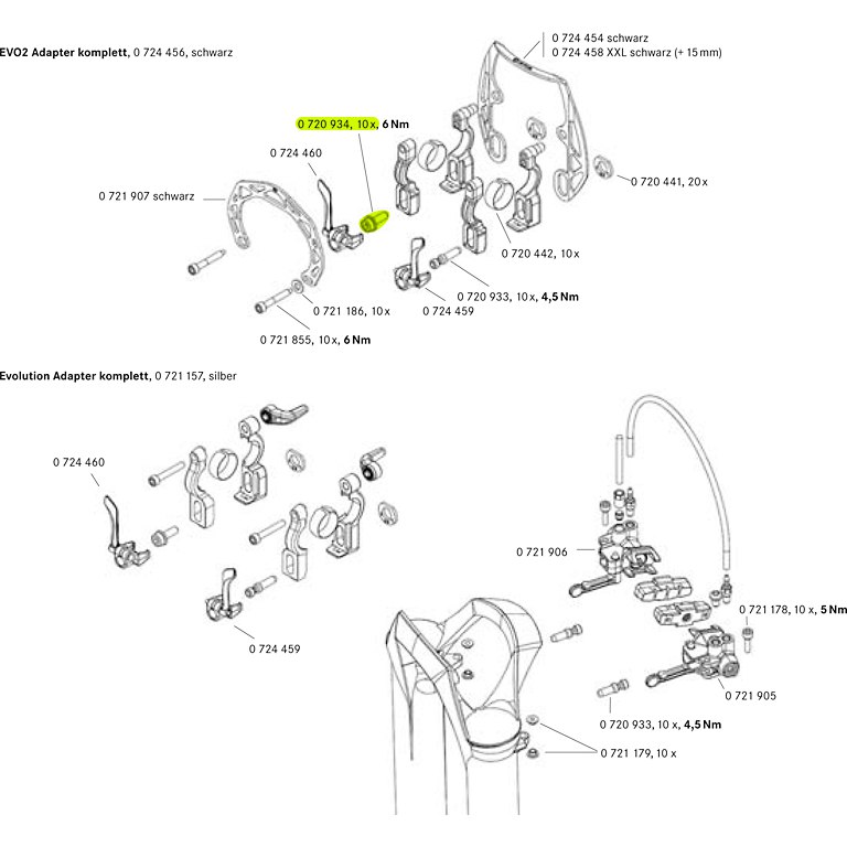 Magura Zentrale Befestigungsschraube EVO 2 und Evolution-Adapter  