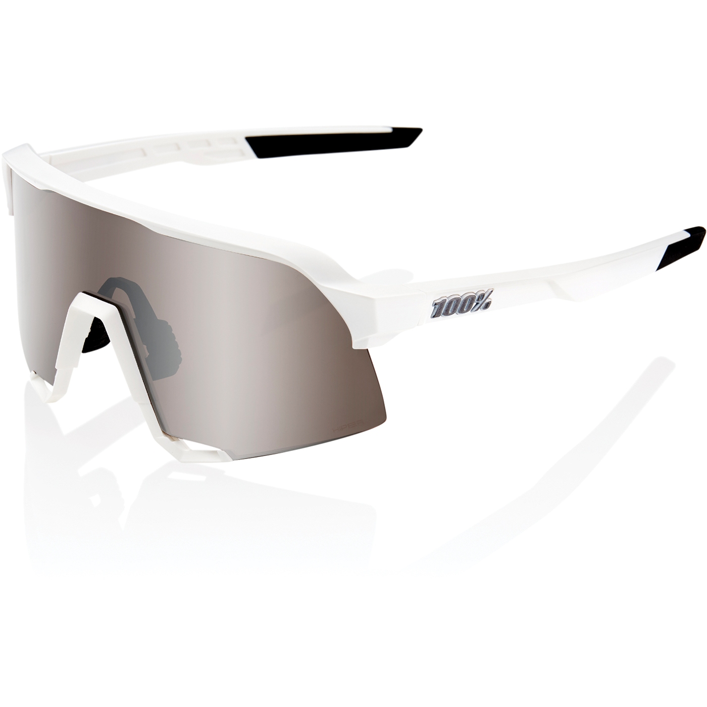 Image of 100% S3 Glasses - HiPER Mirror Lens - Matte White HiPER Silver / Silver + Clear