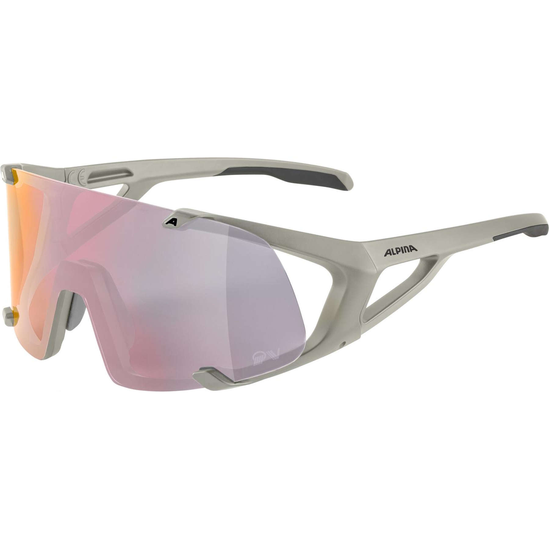 Productfoto van Alpina Hawkeye QV Glasses - cool-grey matt/Quattroflex Varioflex Rainbow Mirror