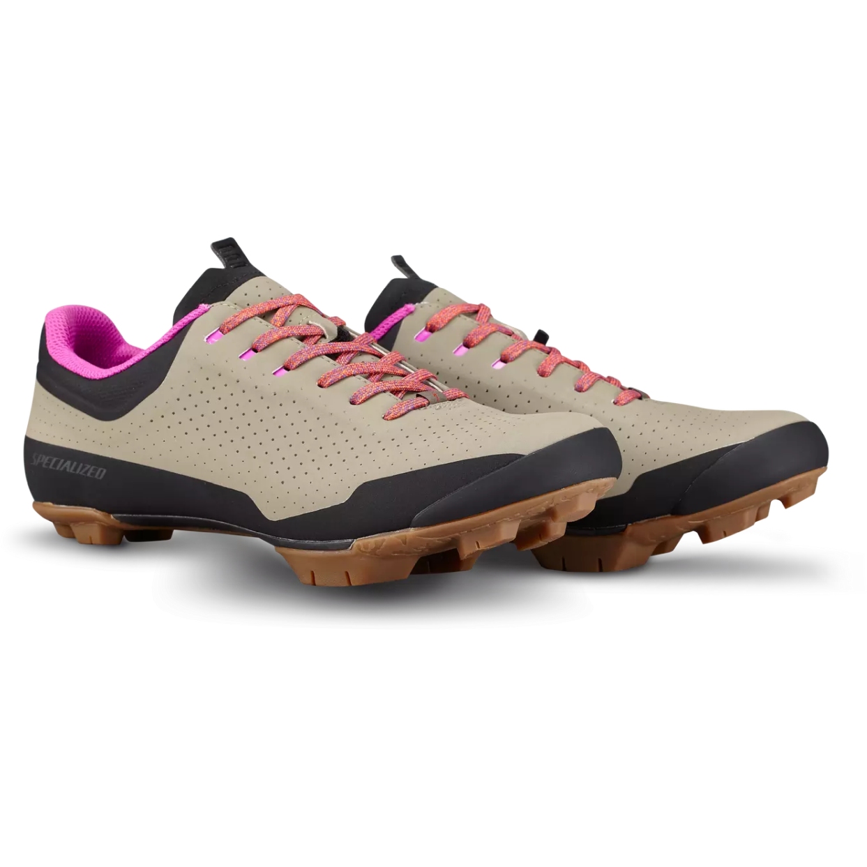 Image of Specialized Recon ADV Gravel Shoes - Taupe/Dark Moss Green/Fiery Red/Purple Orchid