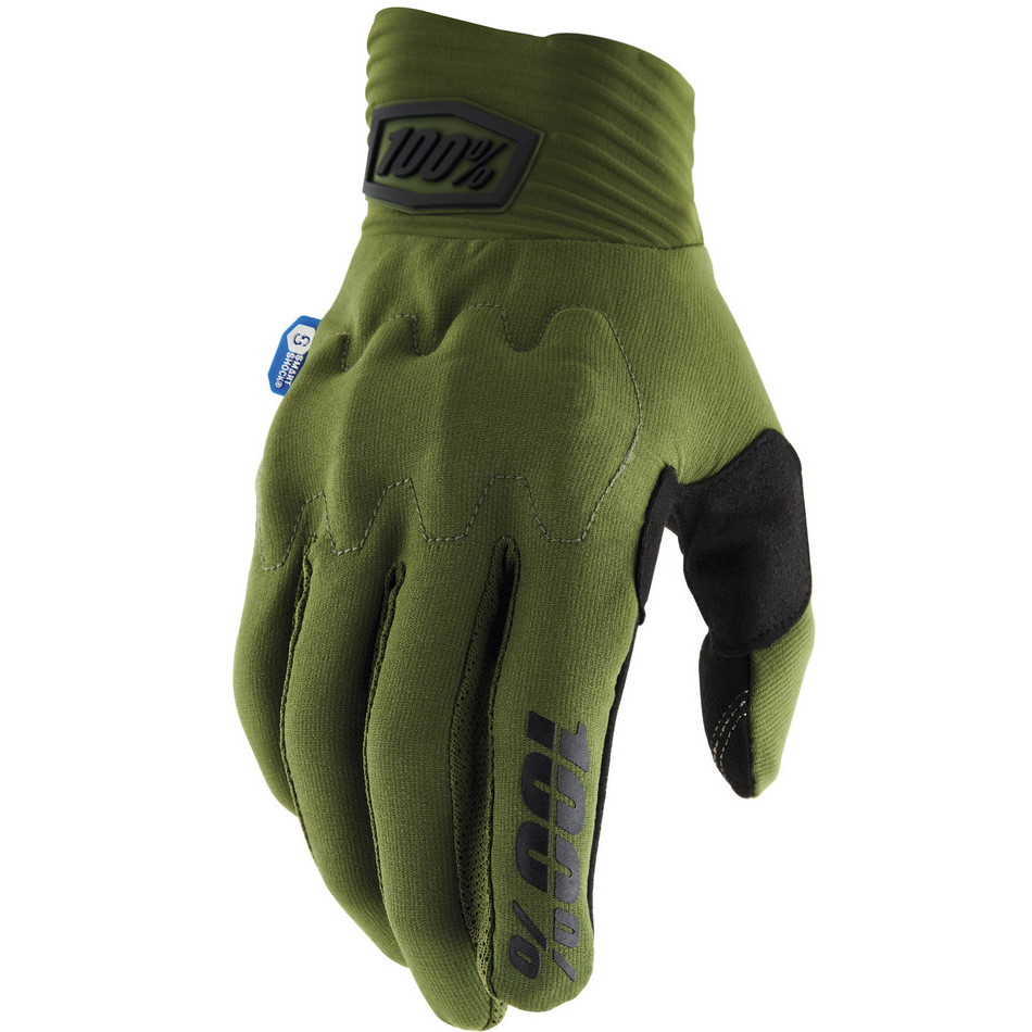 Productfoto van 100% Cognito Smart Shock Handschoenen - Army Groen / Zwart