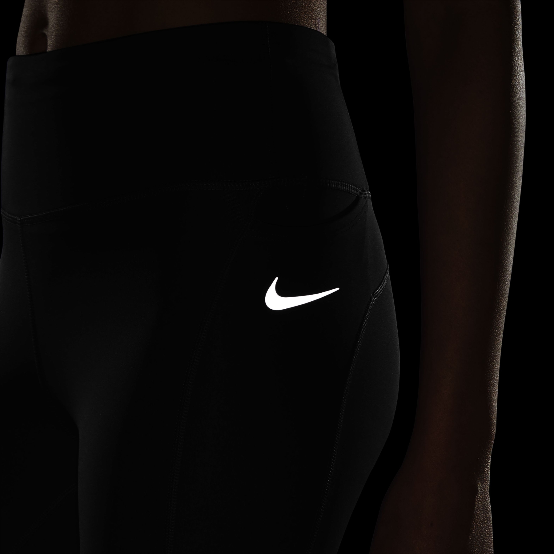Nike POWER ESSENTIAL RUNNING CROP BLACK LEGGINGS WOMENS SIZE SMALL