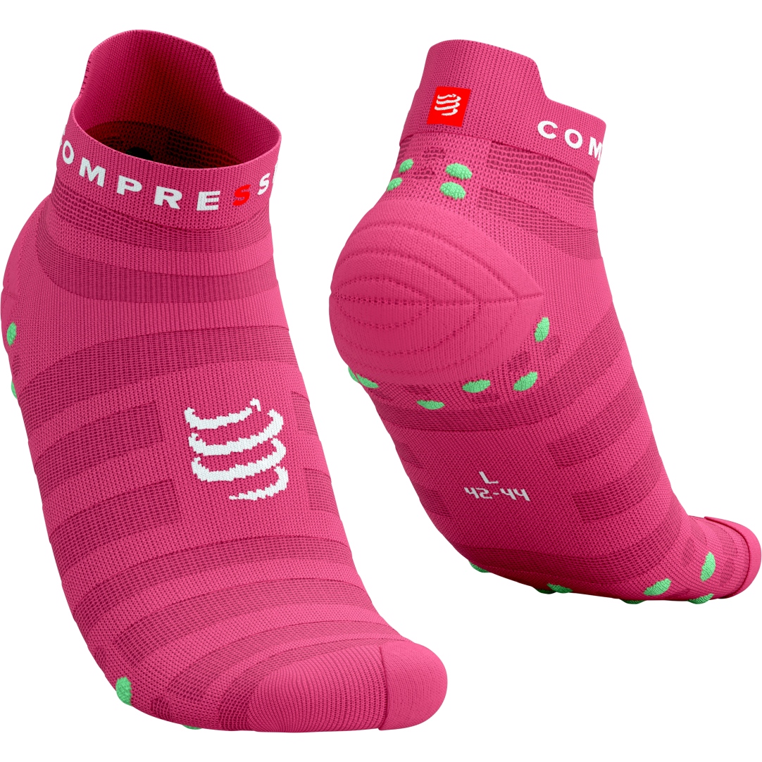 Produktbild von Compressport Pro Racing Kompressionssocken v4.0 Ultralight Run Low - hot pink/summer green