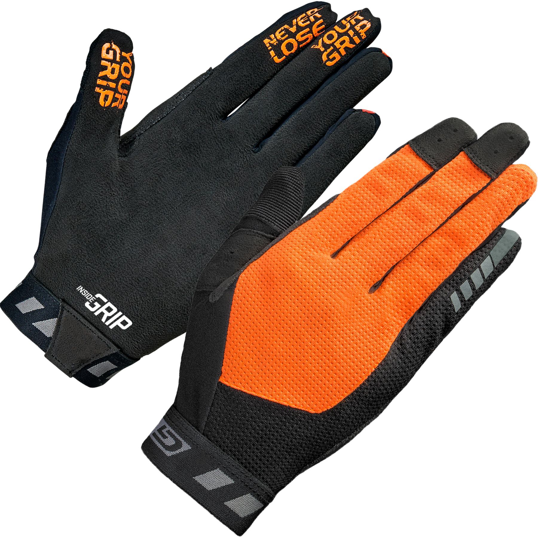 Image of GripGrab Vertical InsideGrip Full Finger Gloves - Orange Hi-Vis